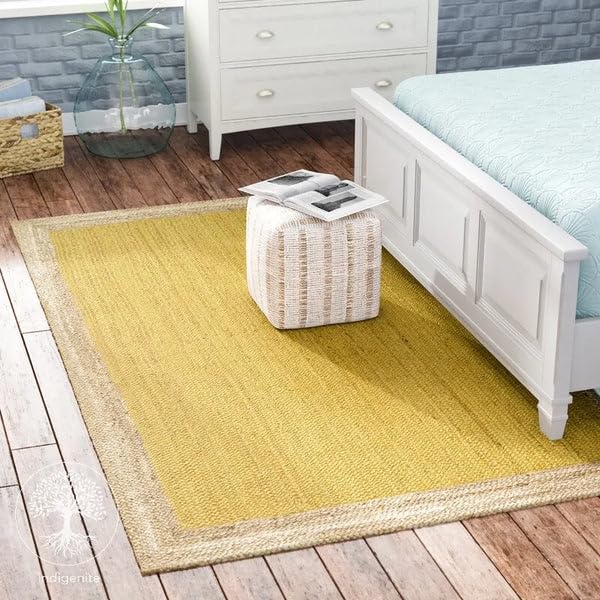 Braided Jute Rug - Handwoven Floor Carpet for Living Room, Bedroom, Dining, and Office