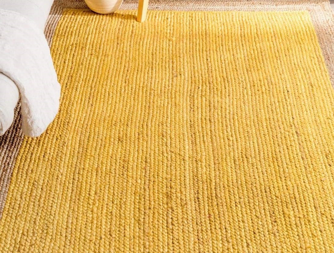 Braided Jute Rug - Handwoven Floor Carpet for Living Room, Bedroom, Dining, and Office