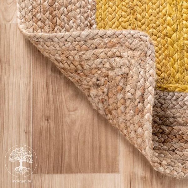 Braided Jute Rug - Handwoven Floor Carpet for Living Room, Bedroom, Dining, and Office