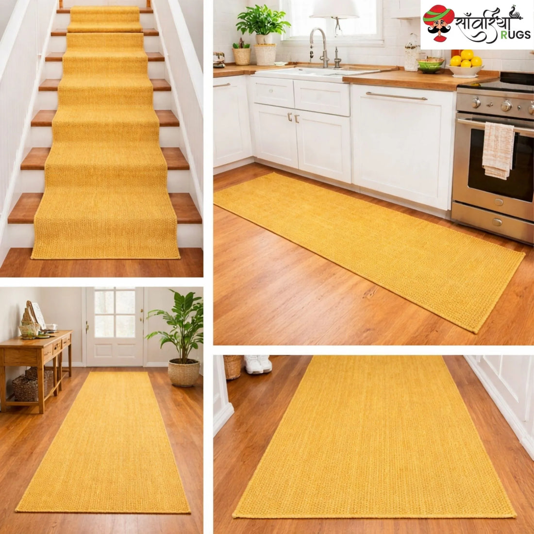 Decorative Jute Runner Rug for Kitchen, Hallway & Stairs