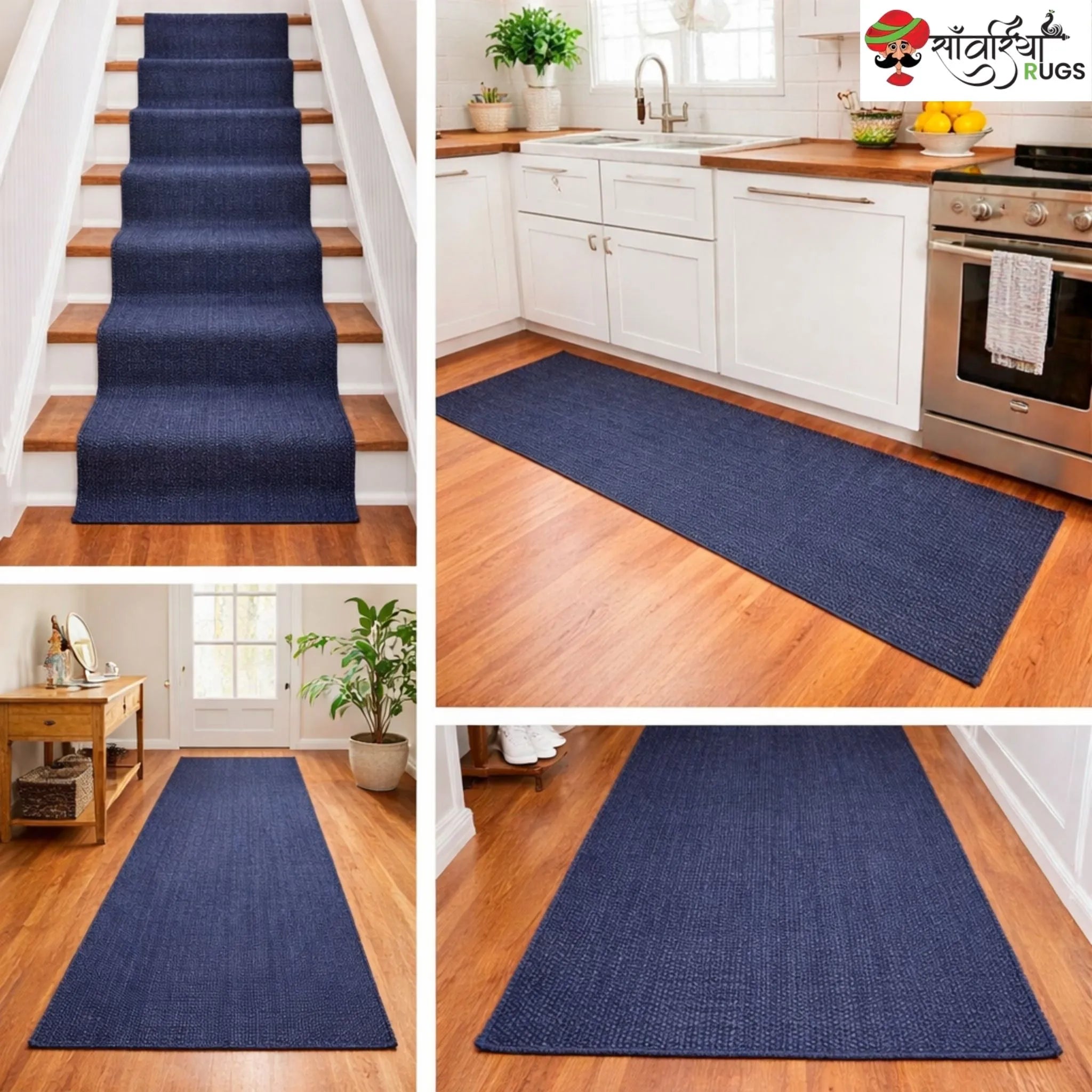 Decorative Jute Runner Rug for Kitchen, Hallway & Stairs