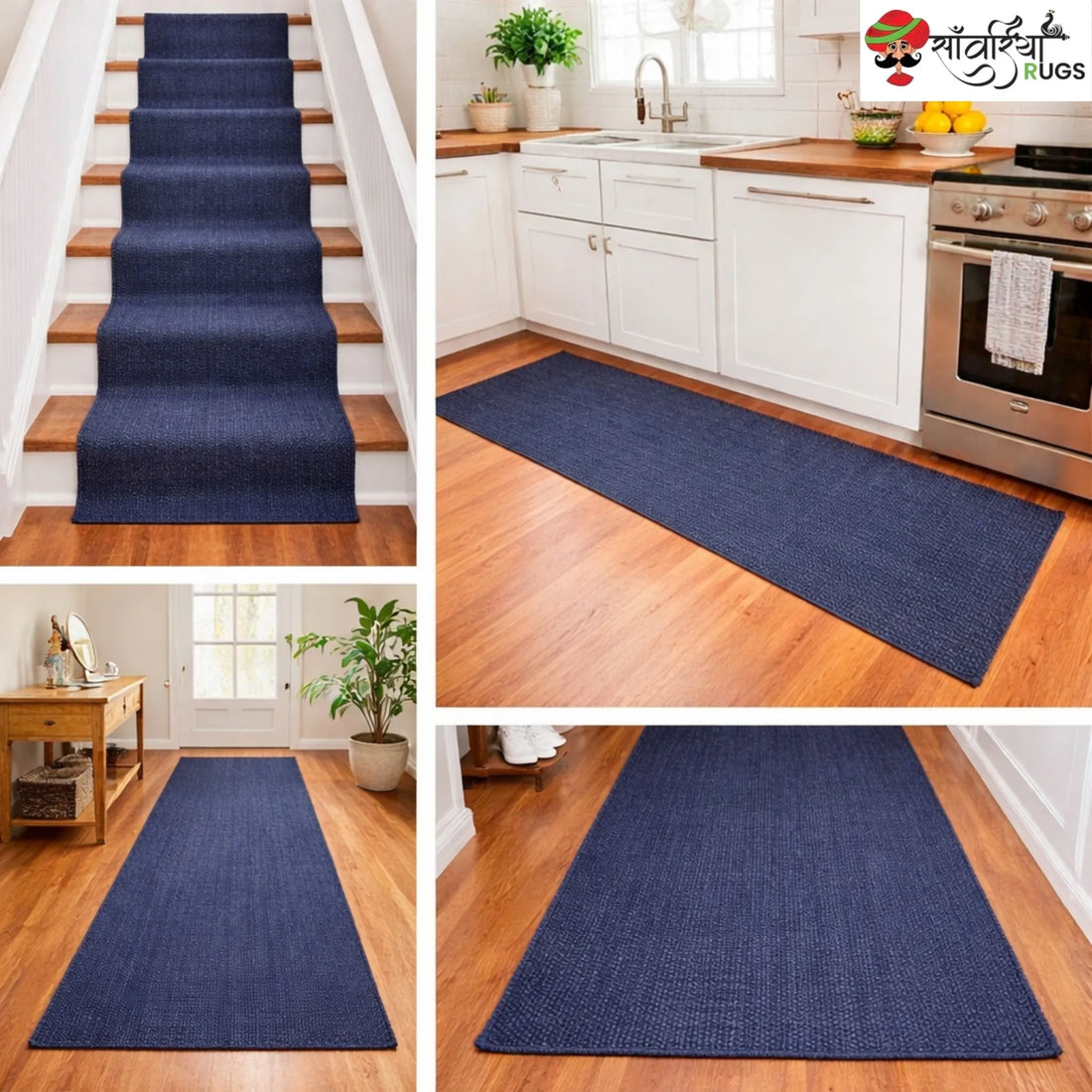 Decorative Jute Runner Rug for Kitchen, Hallway & Stairs