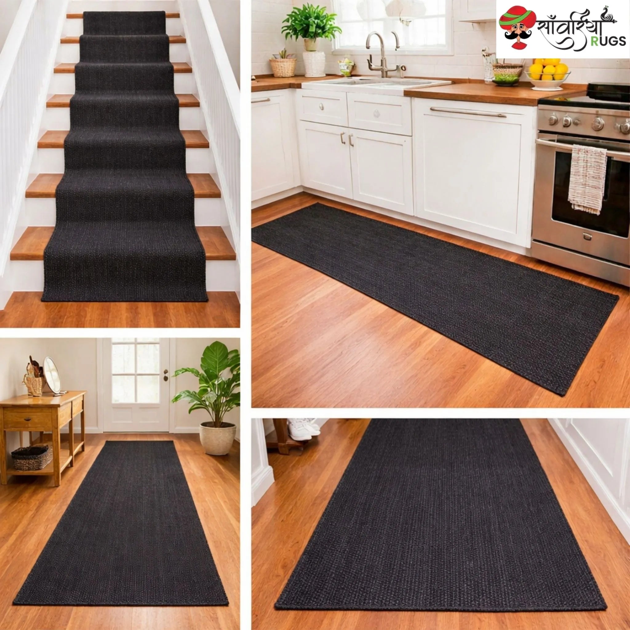 Decorative Jute Runner Rug for Kitchen, Hallway & Stairs