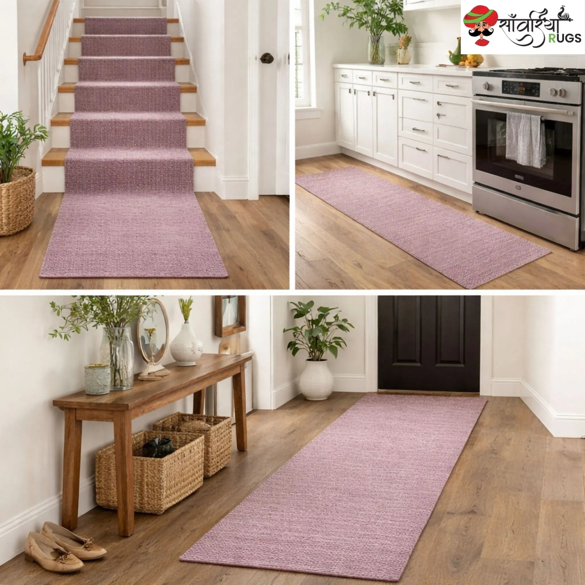 Decorative Jute Runner Rug for Kitchen, Hallway & Stairs
