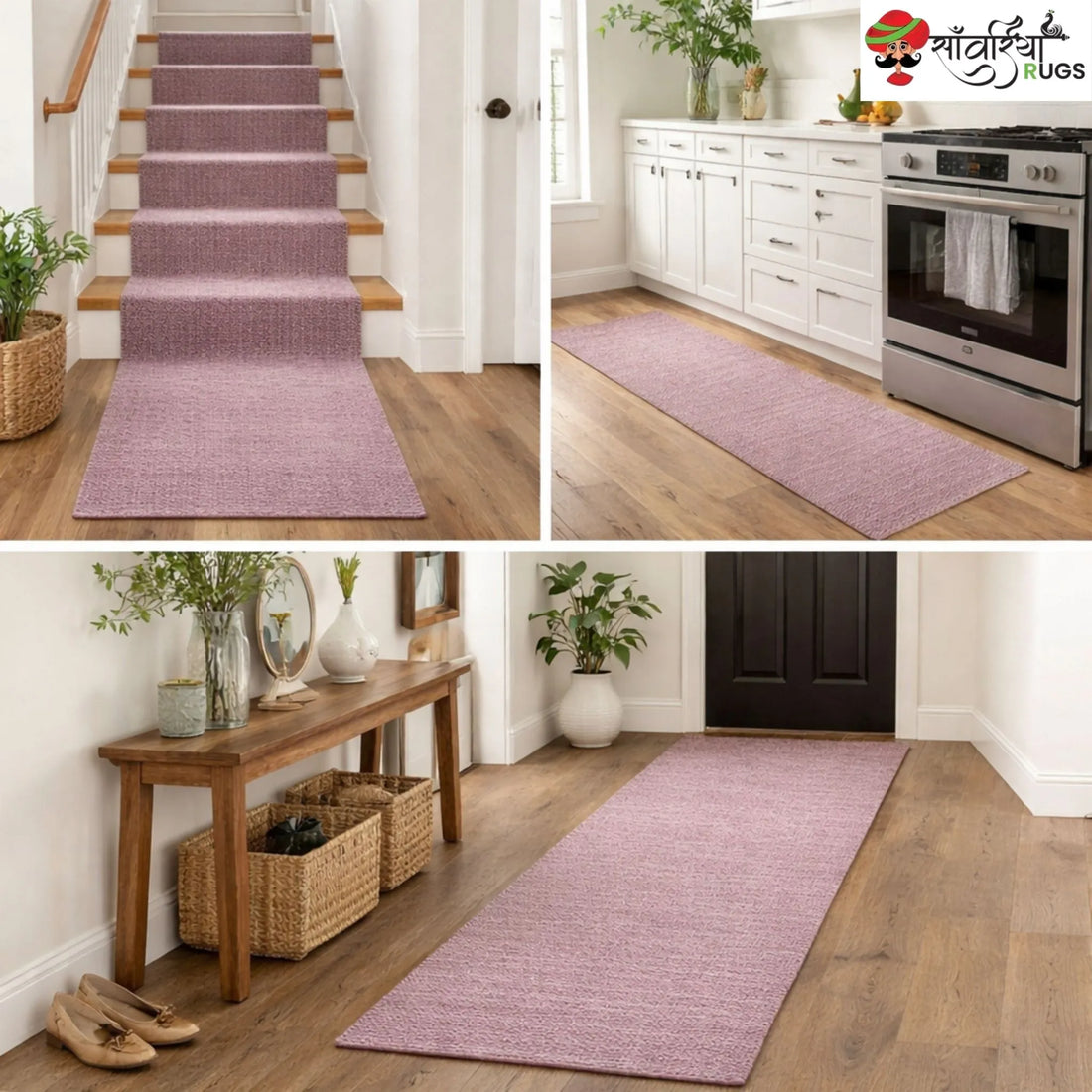 Decorative Jute Runner Rug for Kitchen, Hallway & Stairs