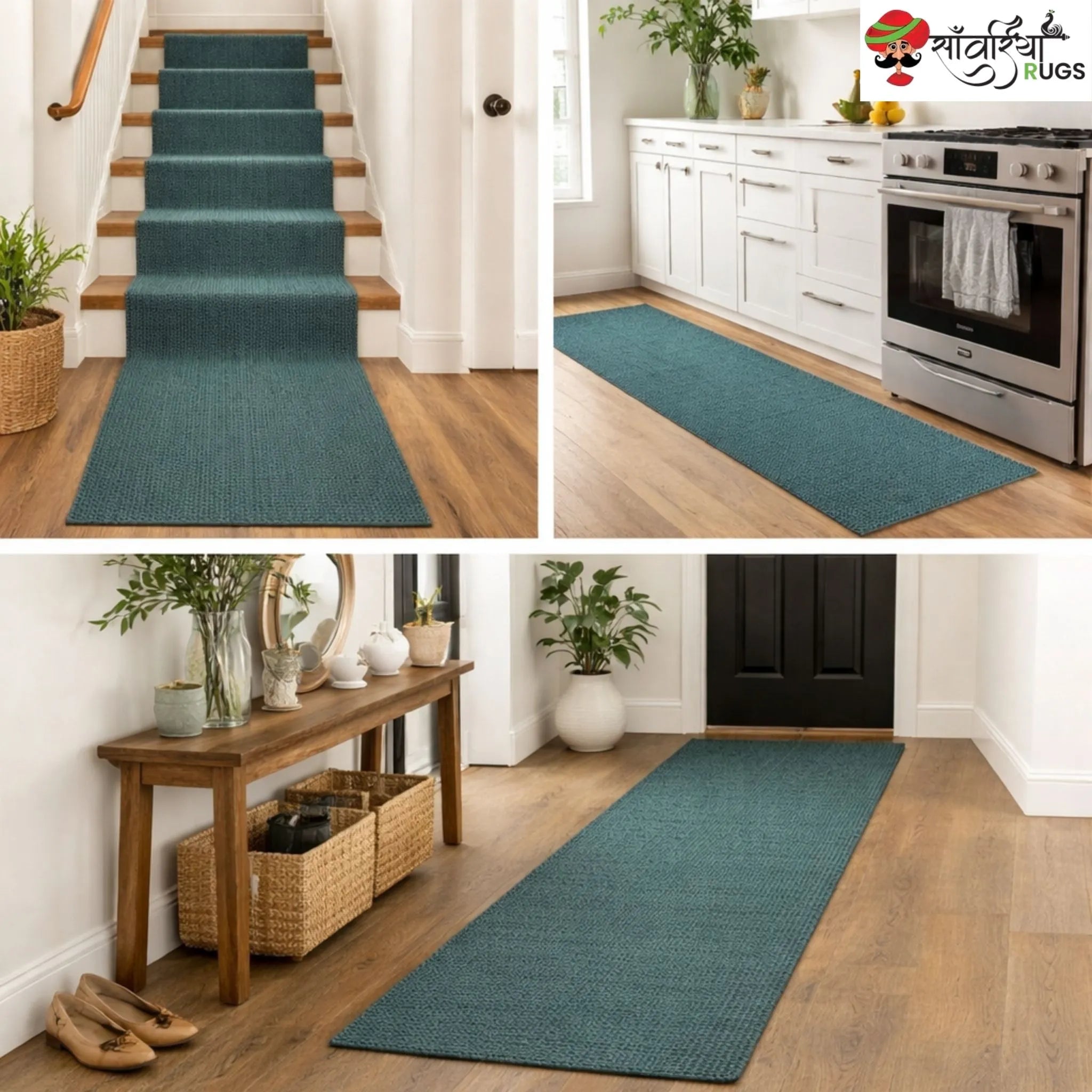 Decorative Jute Runner Rug for Kitchen, Hallway & Stairs