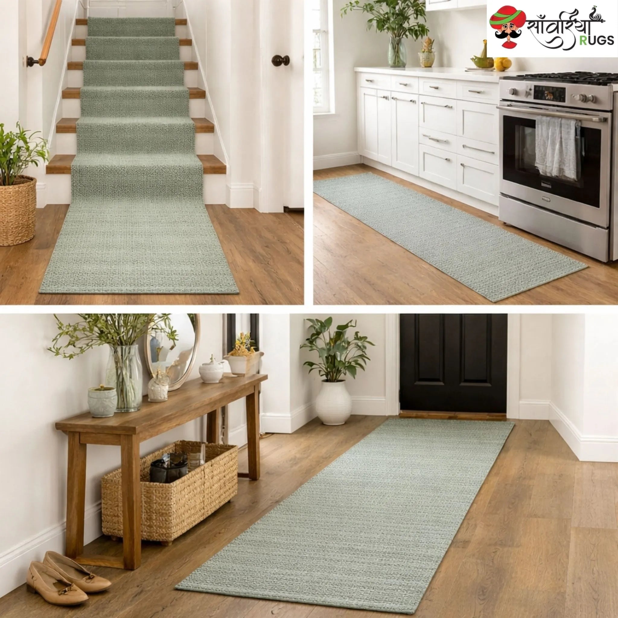 Decorative Jute Runner Rug for Kitchen, Hallway & Stairs