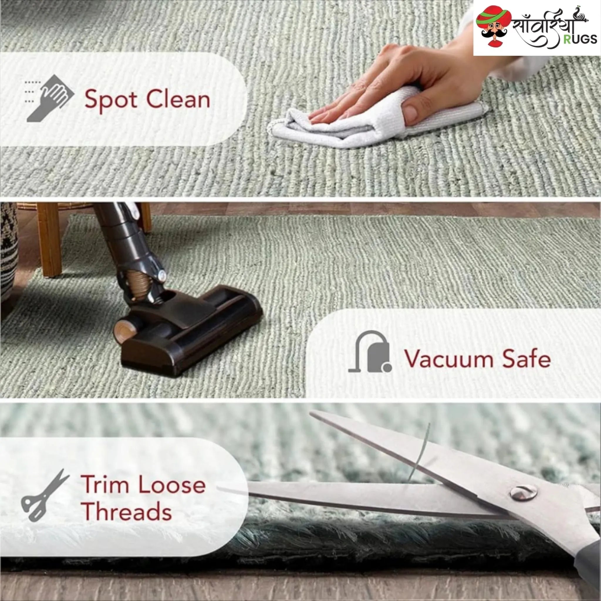 Decorative Jute Runner Rug for Kitchen, Hallway & Stairs