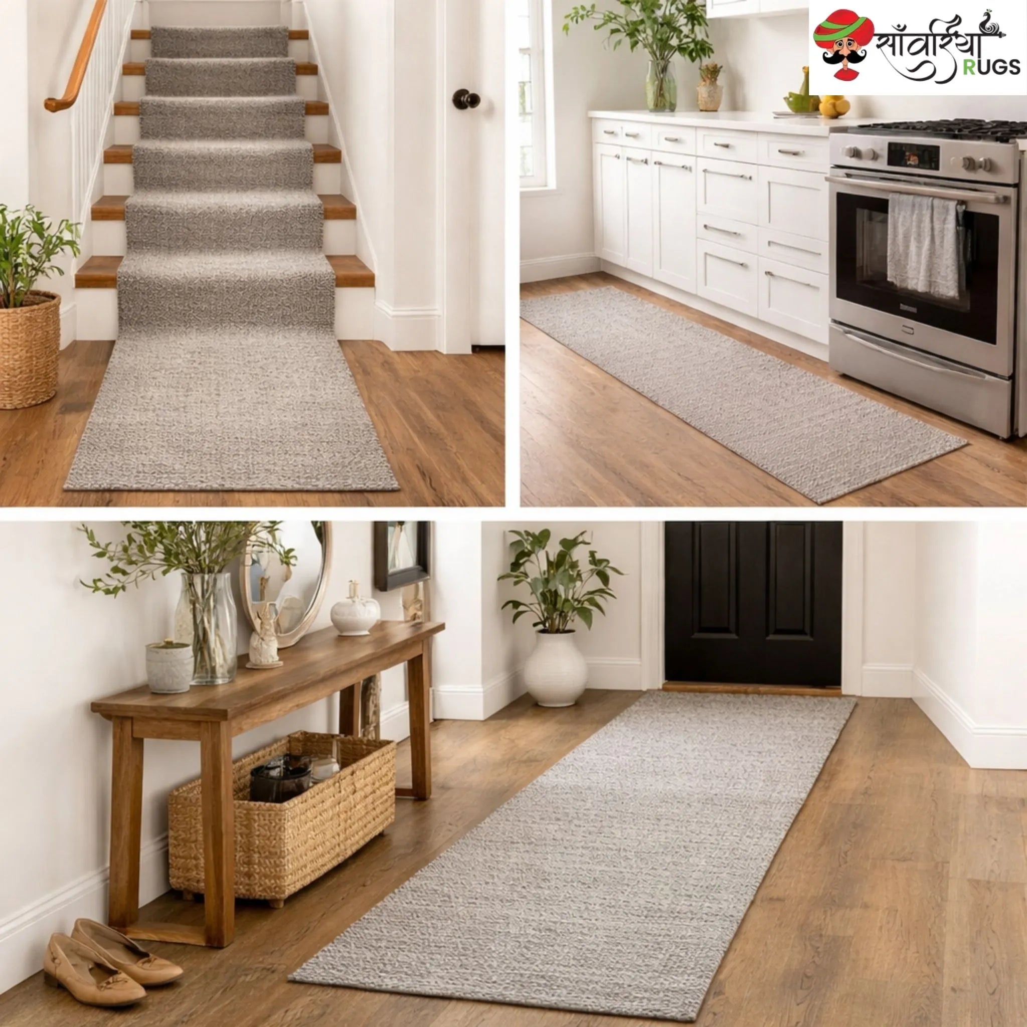 Decorative Jute Runner Rug for Kitchen, Hallway & Stairs