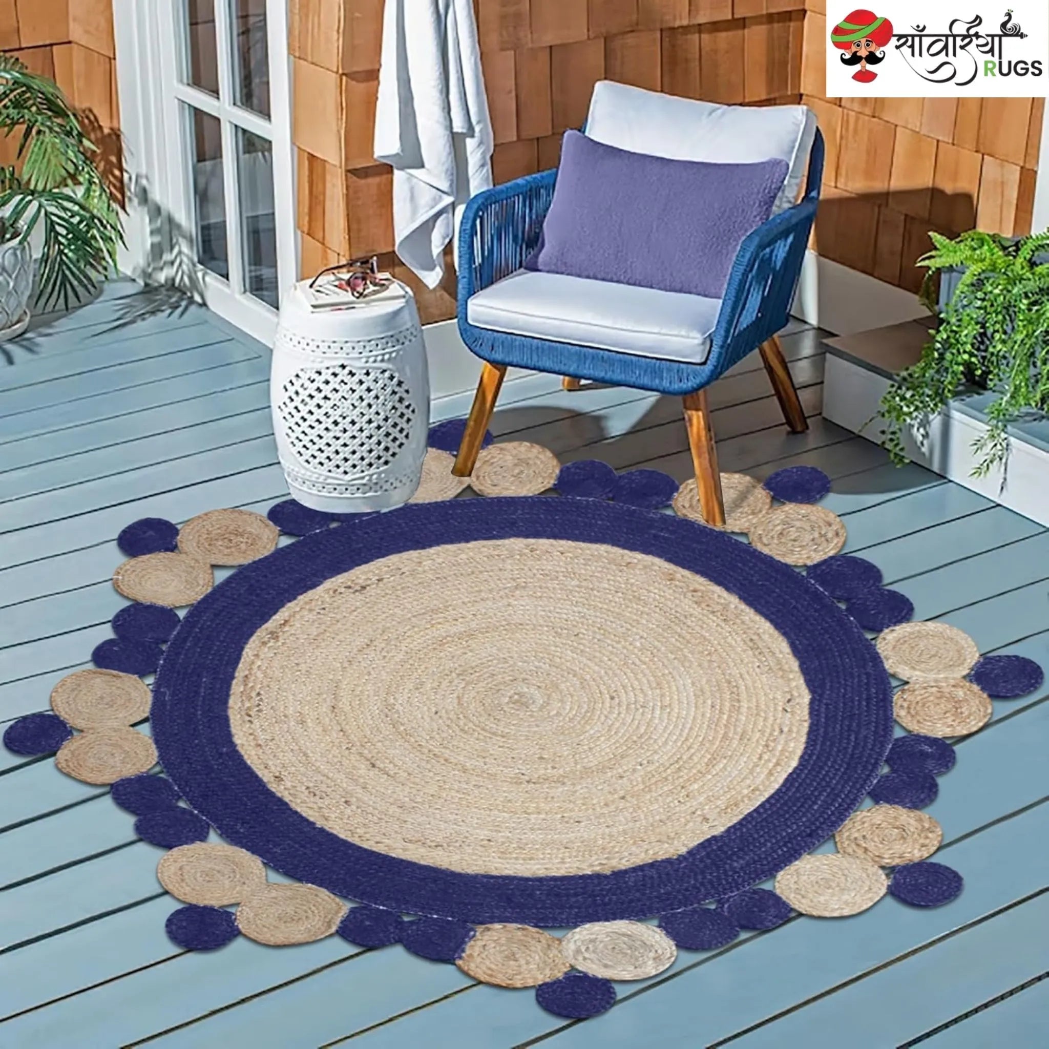 Handmade Indian Scalloped Jute Area Rug for Stylish Interiors