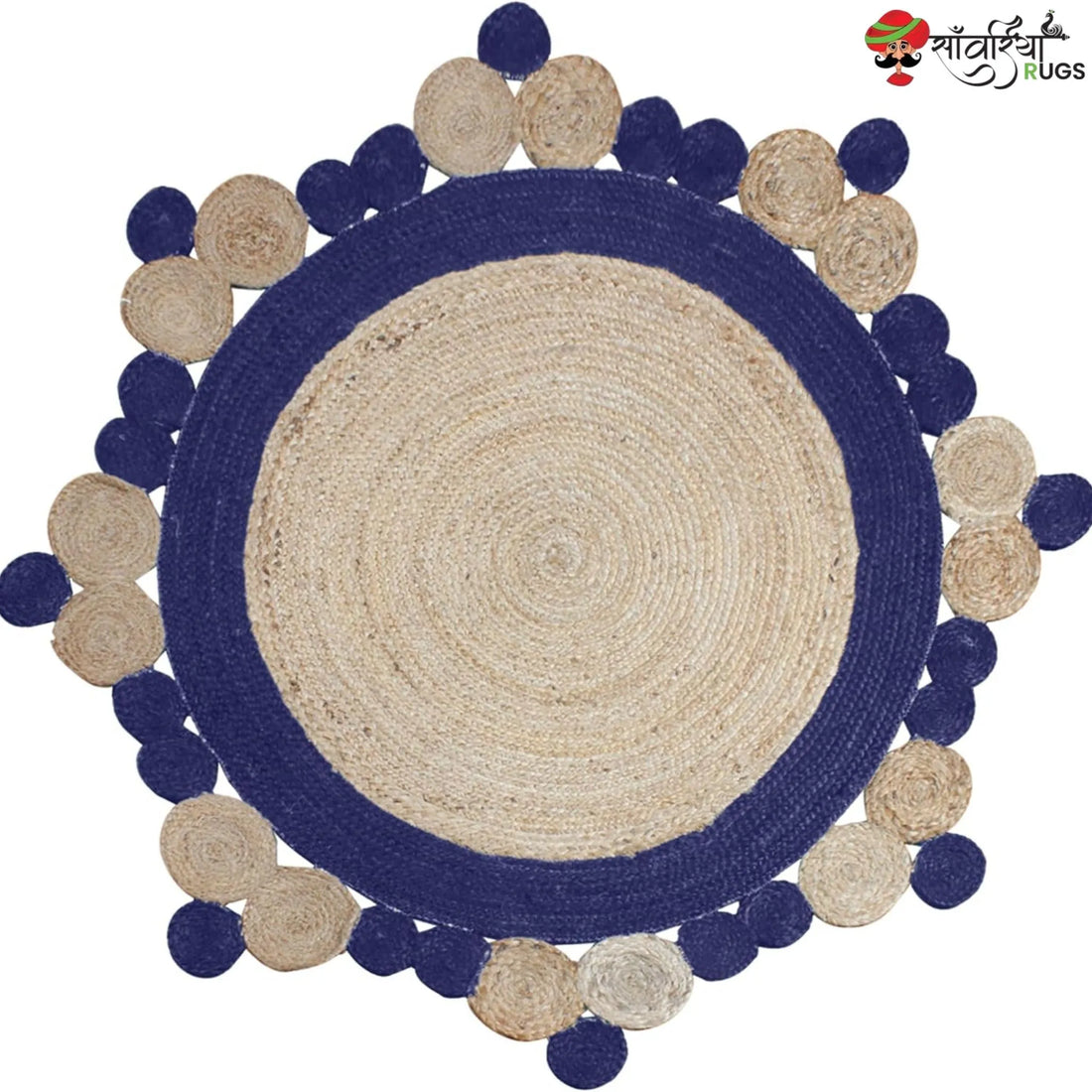 Handmade Indian Scalloped Jute Area Rug for Stylish Interiors