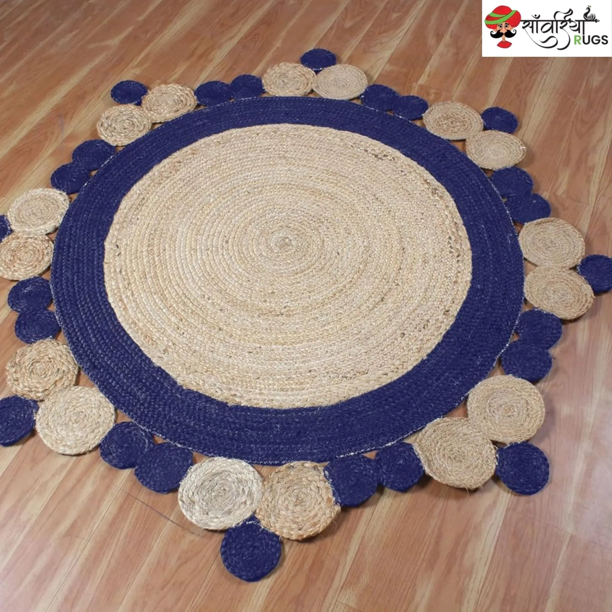 Handmade Indian Scalloped Jute Area Rug for Stylish Interiors