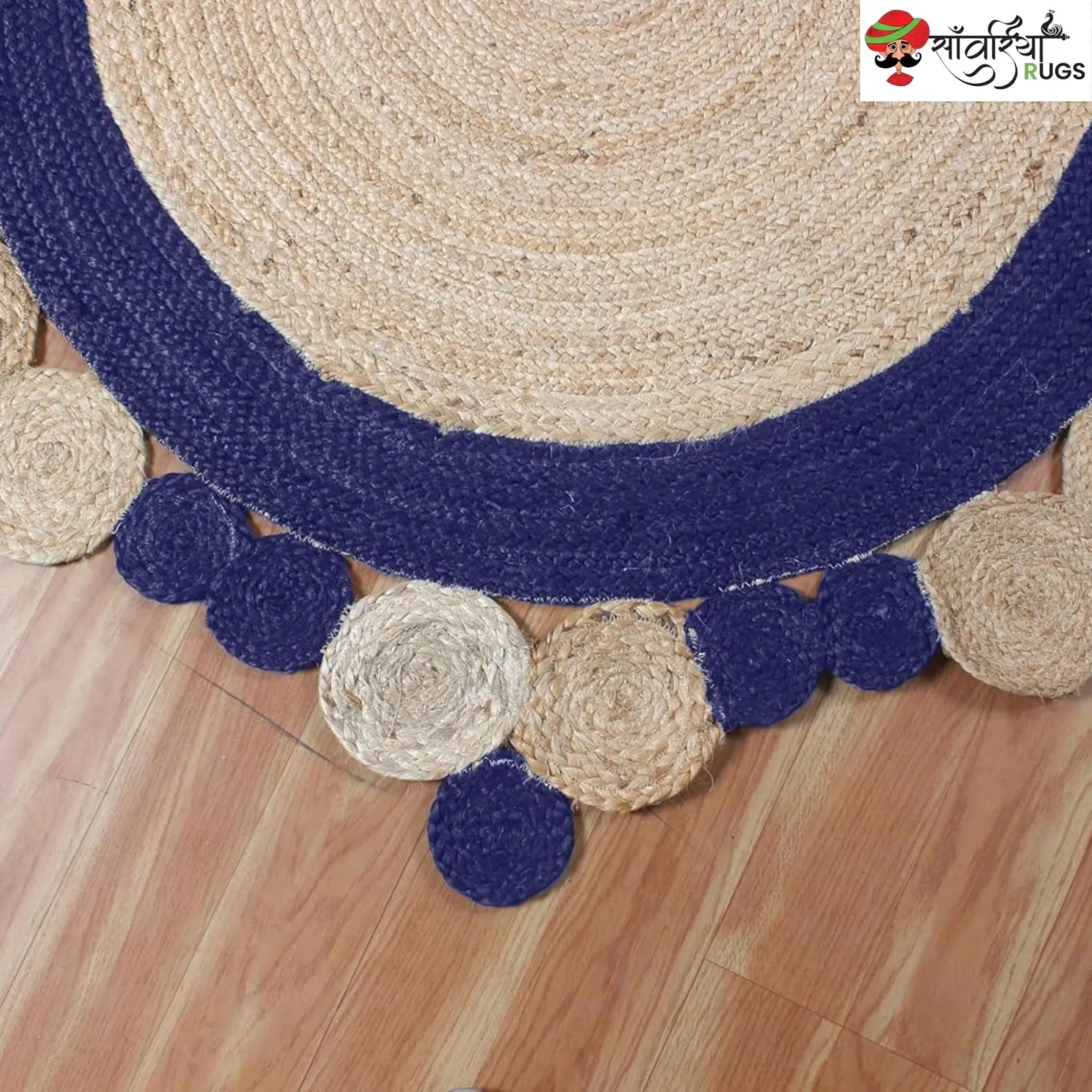 Handmade Indian Scalloped Jute Area Rug for Stylish Interiors