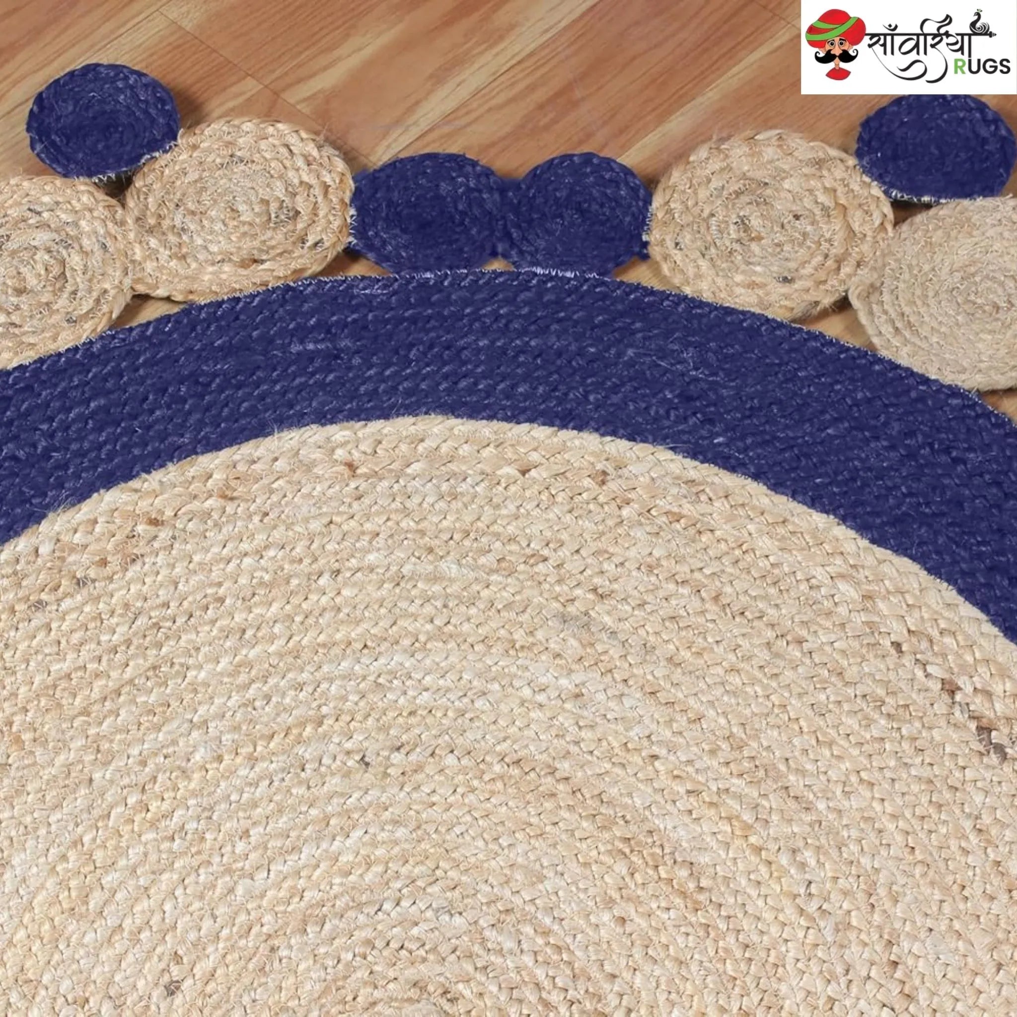 Handmade Indian Scalloped Jute Area Rug for Stylish Interiors