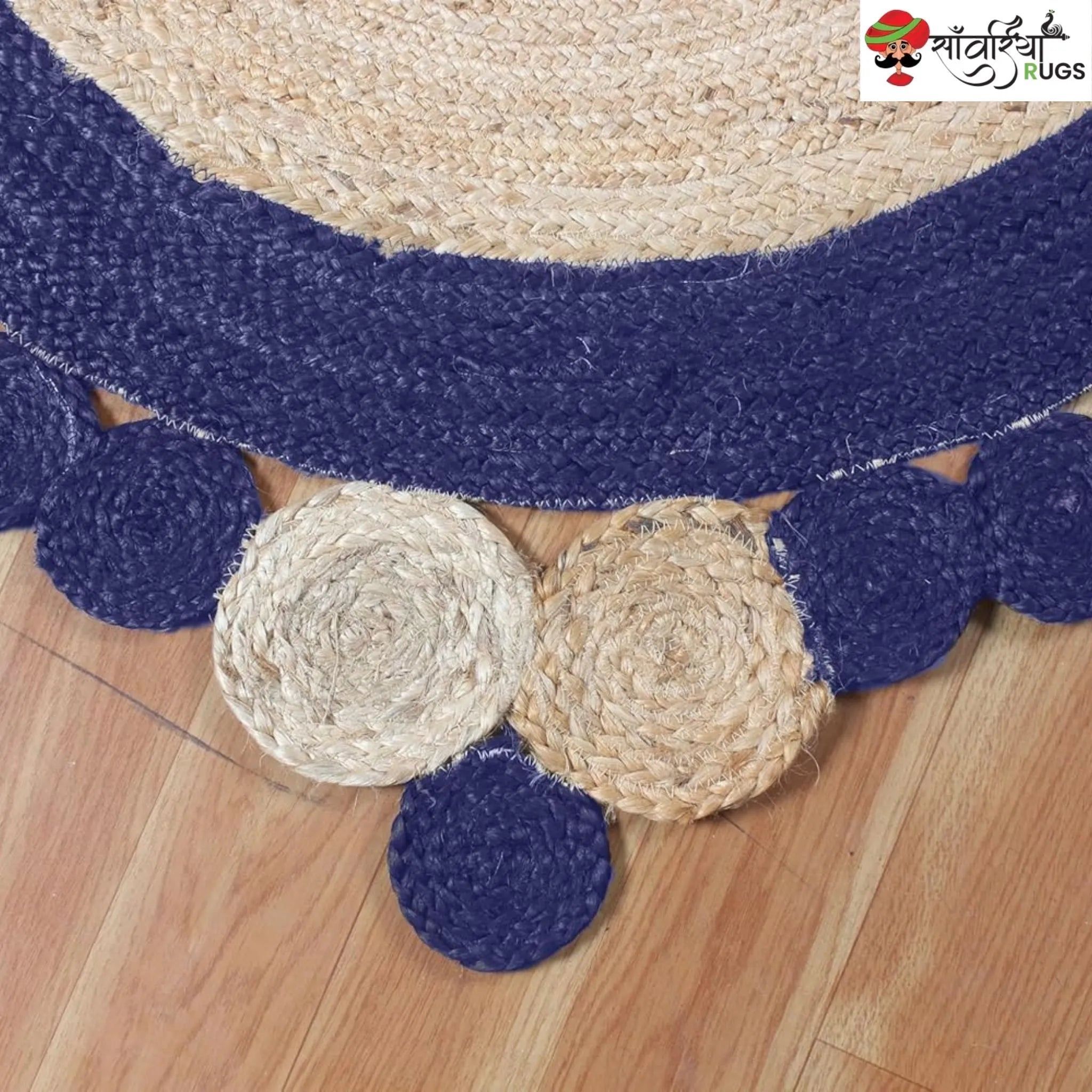 Handmade Indian Scalloped Jute Area Rug for Stylish Interiors