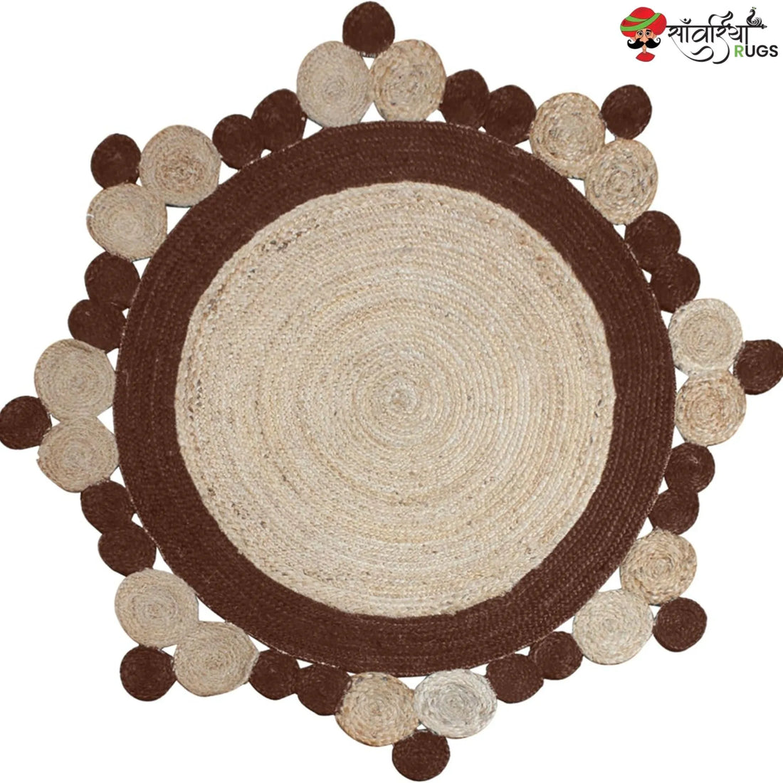 Handmade Indian Scalloped Jute Area Rug for Stylish Interiors