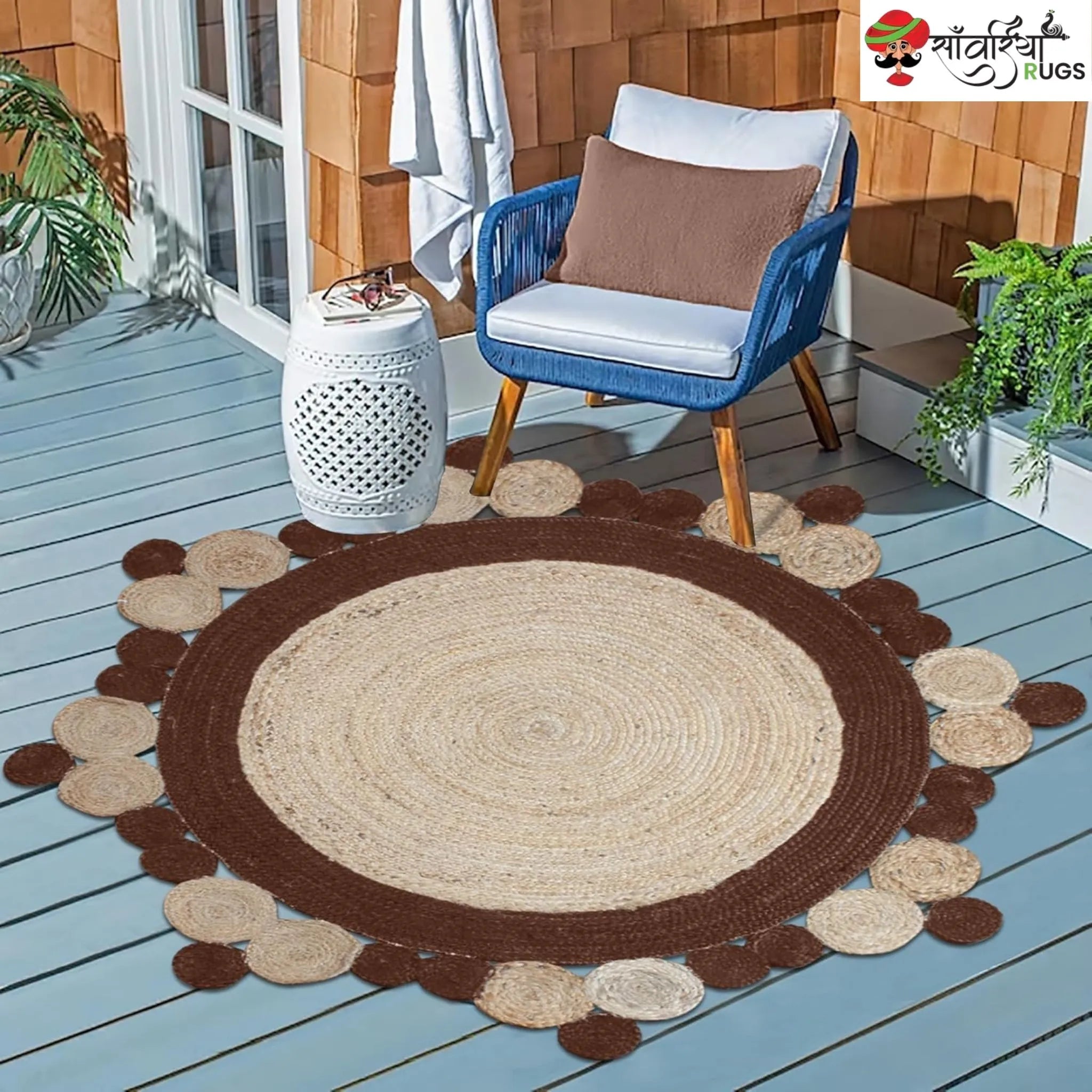 Handmade Indian Scalloped Jute Area Rug for Stylish Interiors