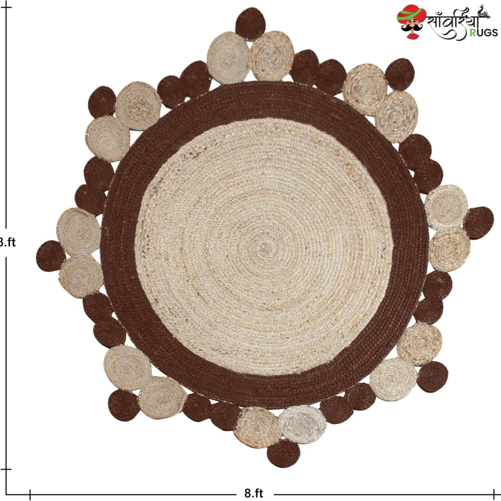 Handmade Indian Scalloped Jute Area Rug for Stylish Interiors