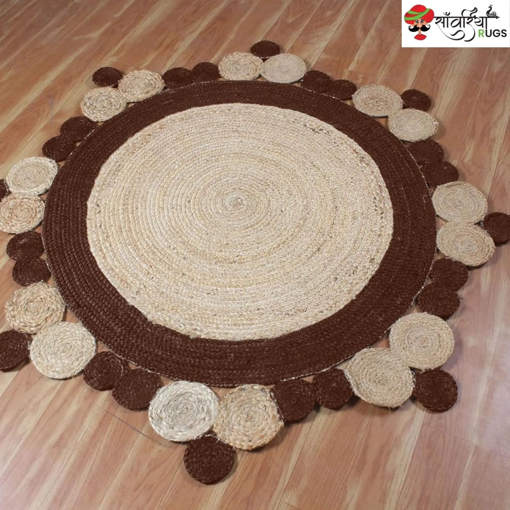 Handmade Indian Scalloped Jute Area Rug for Stylish Interiors