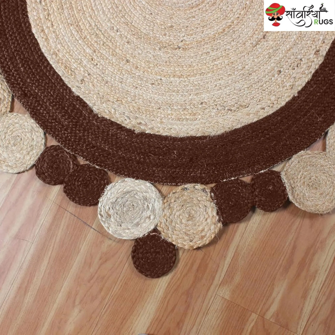 Handmade Indian Scalloped Jute Area Rug for Stylish Interiors