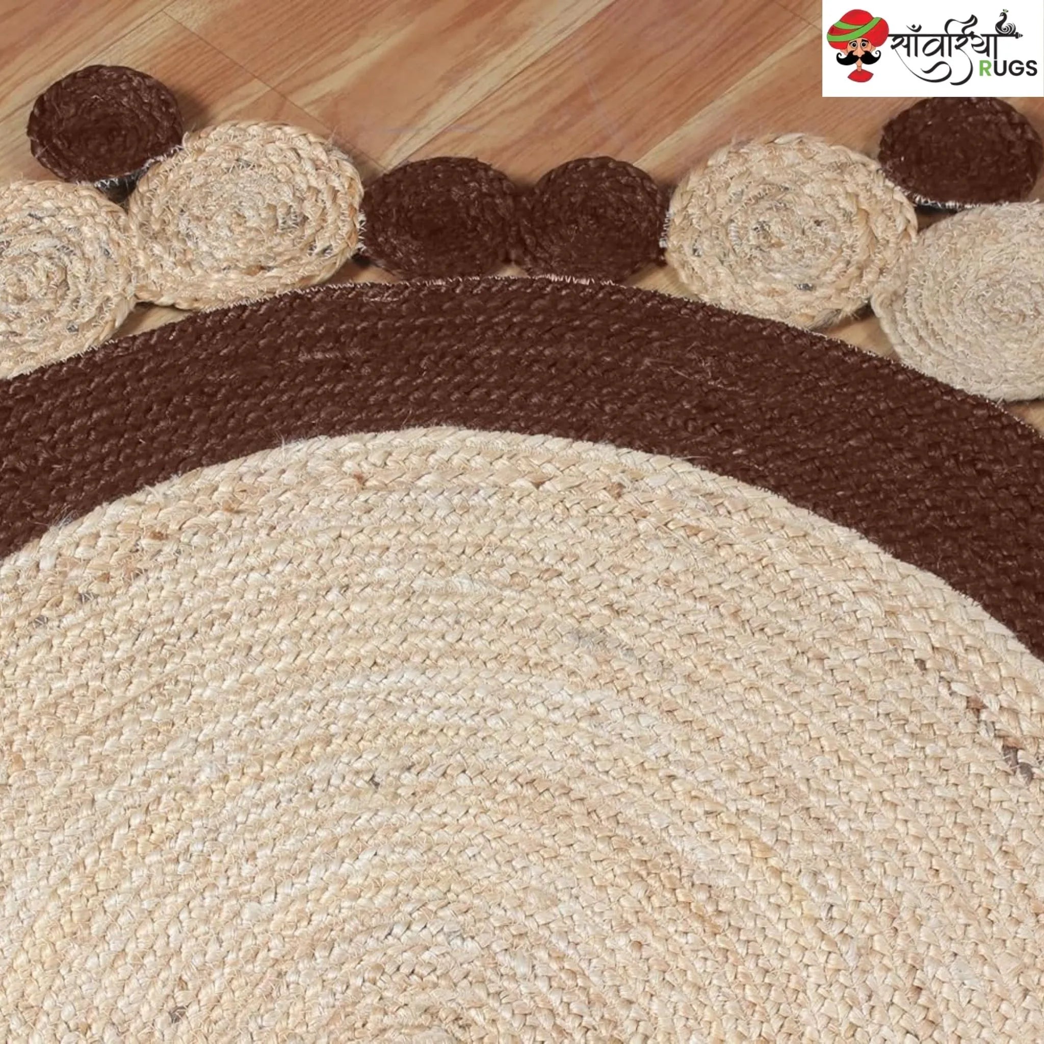Handmade Indian Scalloped Jute Area Rug for Stylish Interiors