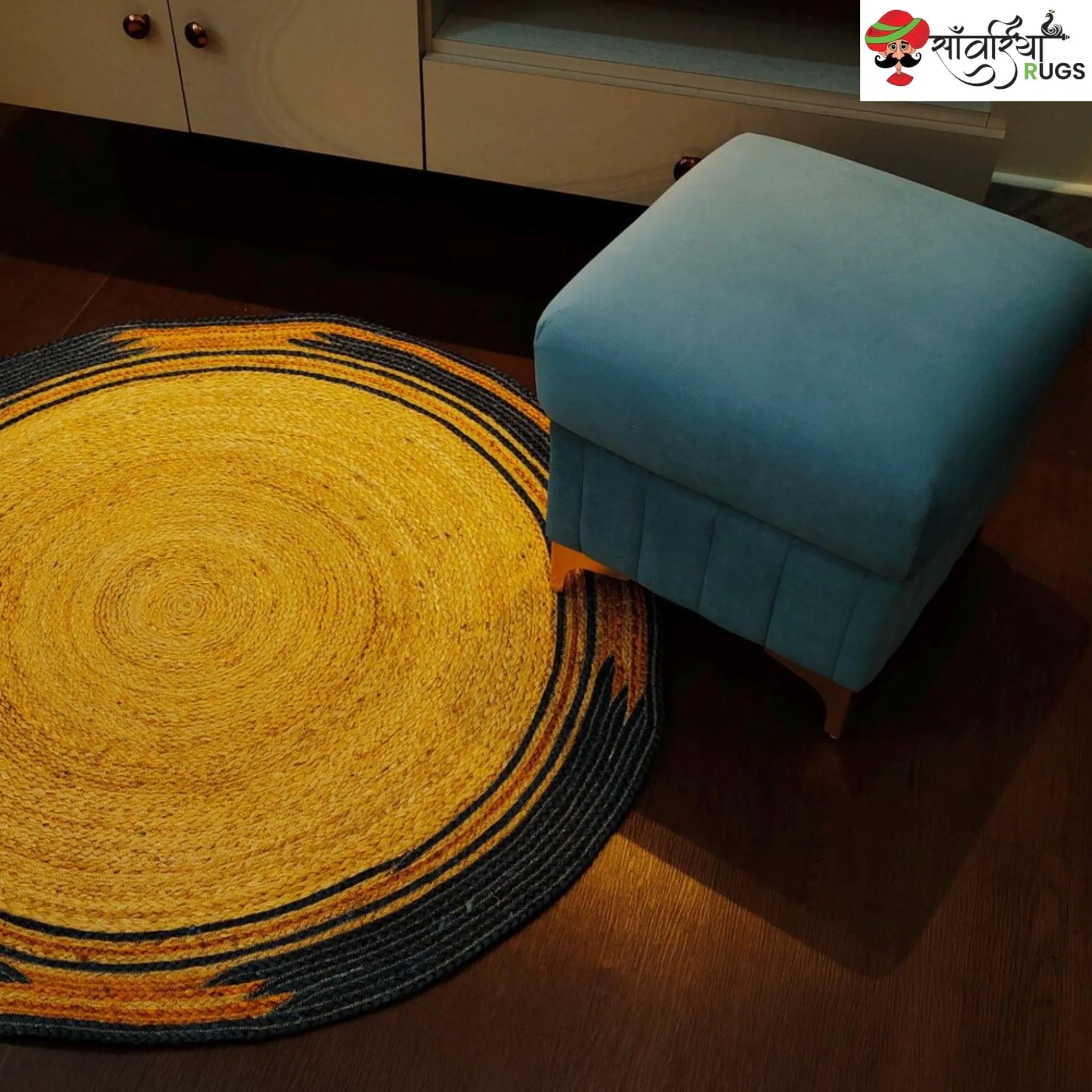 Handmade Braided Jute Kilim Round Rug – Eco-Friendly & Customizable