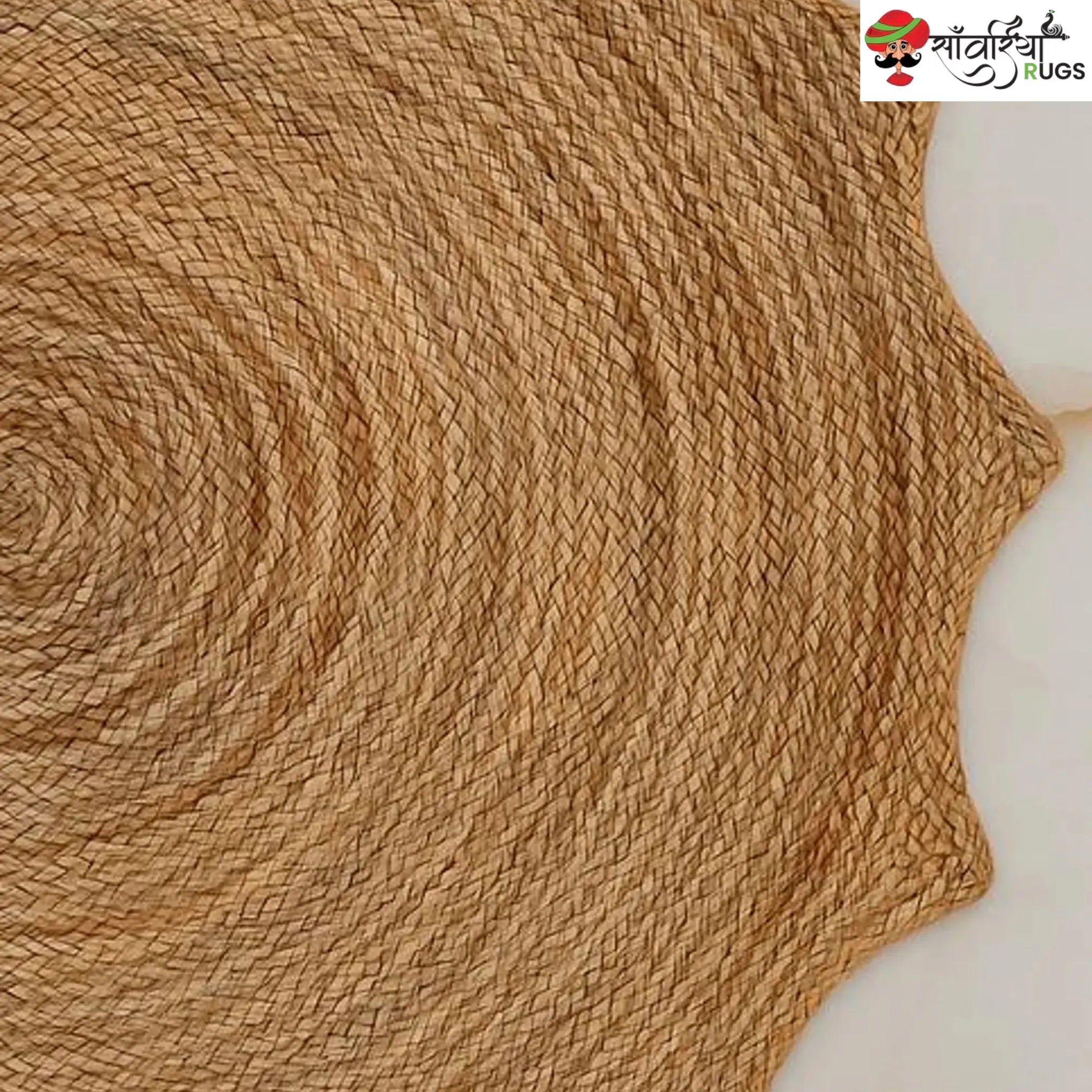 Handwoven Jute Sunburst Rug – Boho Chic Scalloped Area Rug