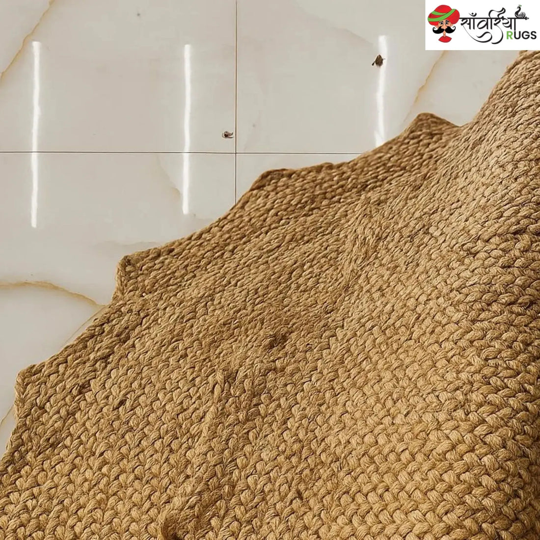 Handwoven Jute Sunburst Rug – Boho Chic Scalloped Area Rug