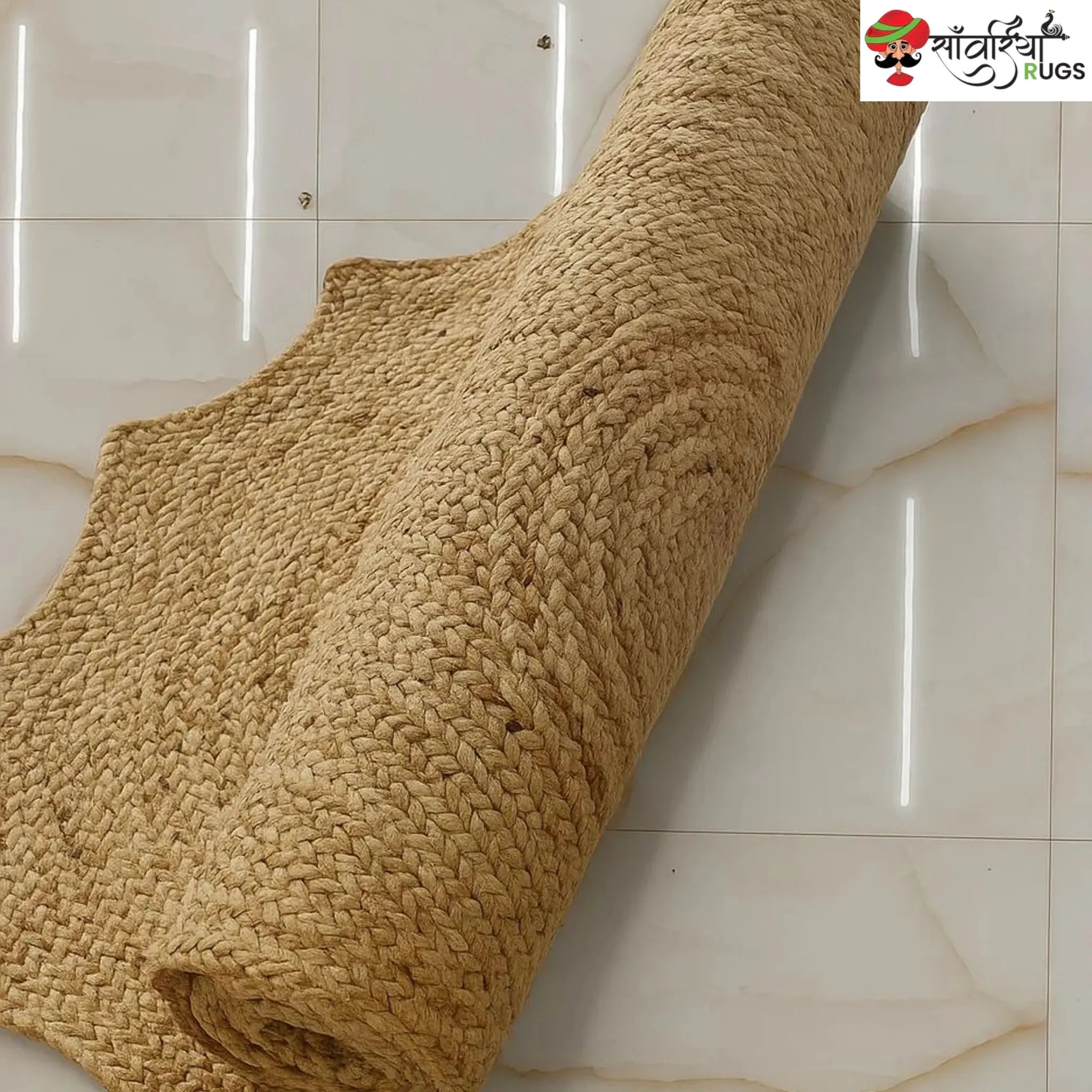 Handwoven Jute Sunburst Rug – Boho Chic Scalloped Area Rug