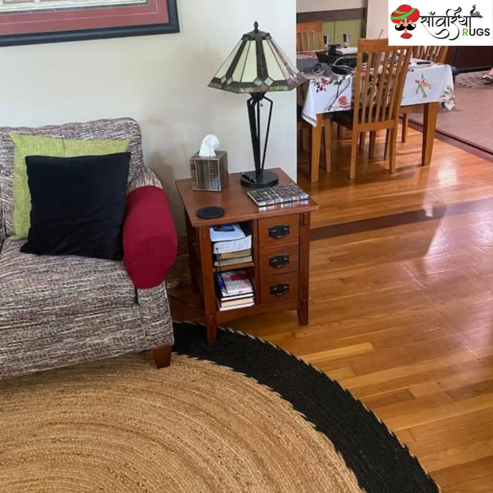 Handmade Natural Oval Jute Rug – Beige Fiber Design