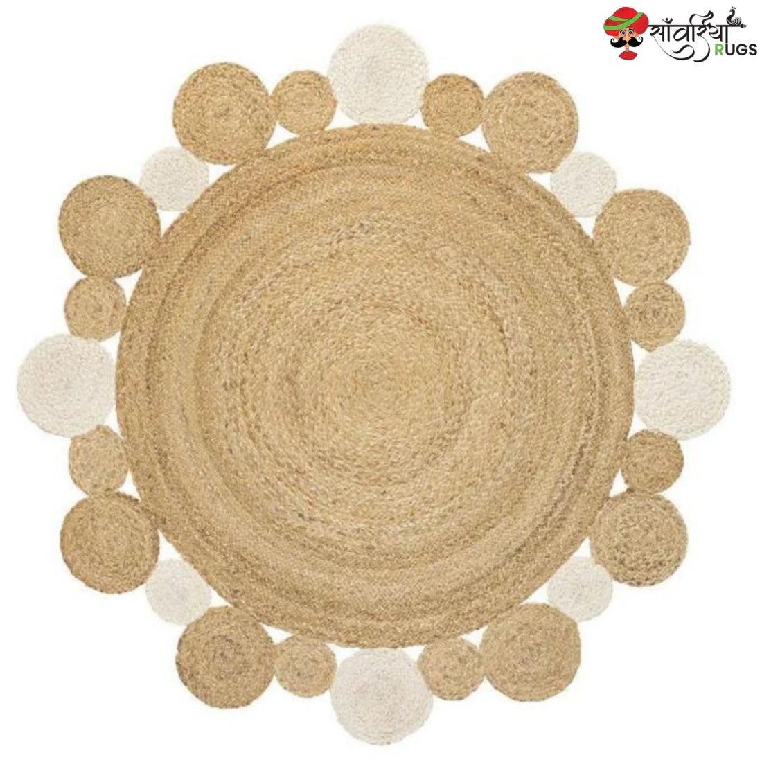 Scallop Jute Round Rug – Handmade Bohemian Decorative Rug