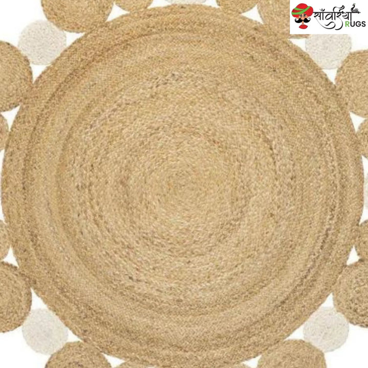 Scallop Jute Round Rug – Handmade Bohemian Decorative Rug