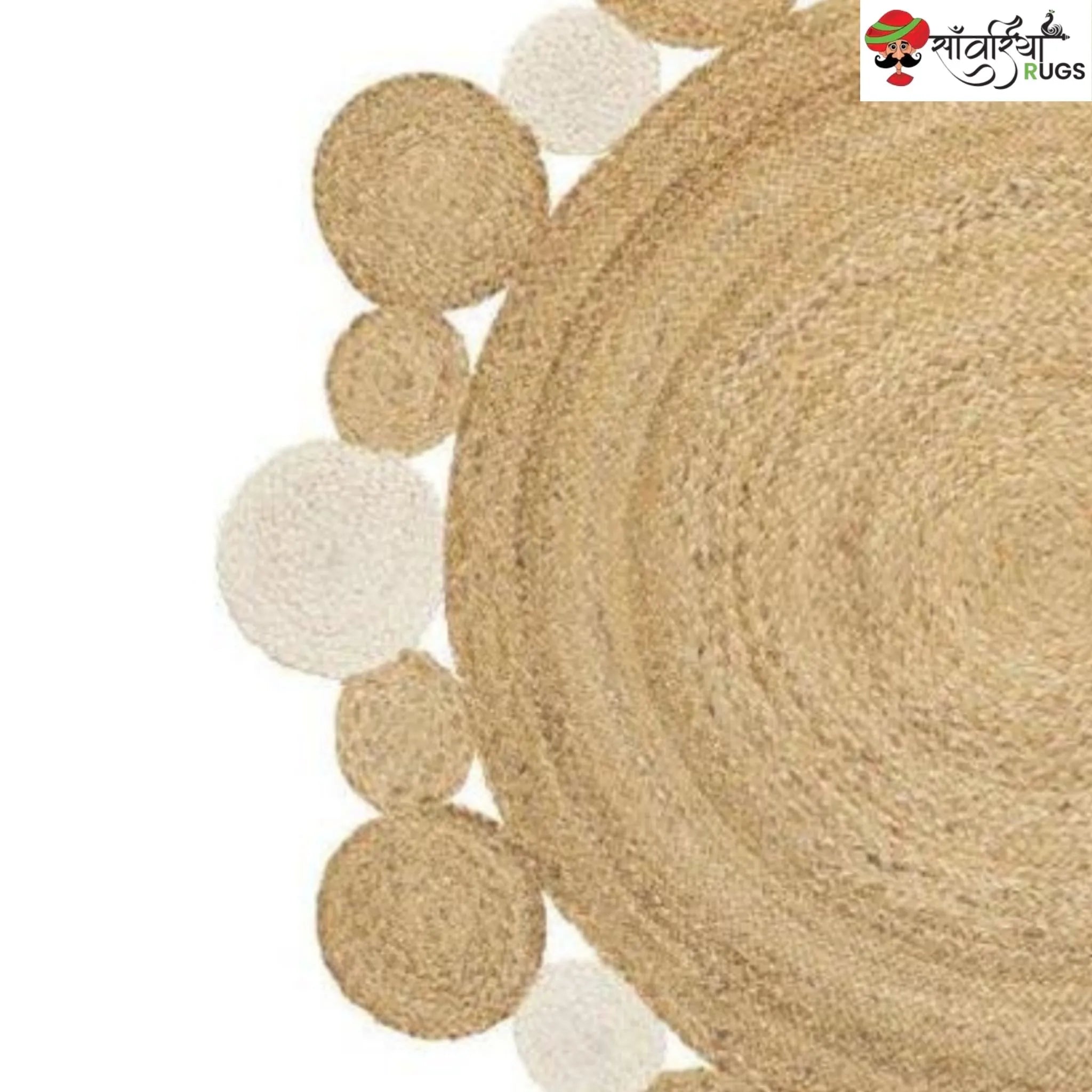 Scallop Jute Round Rug – Handmade Bohemian Decorative Rug