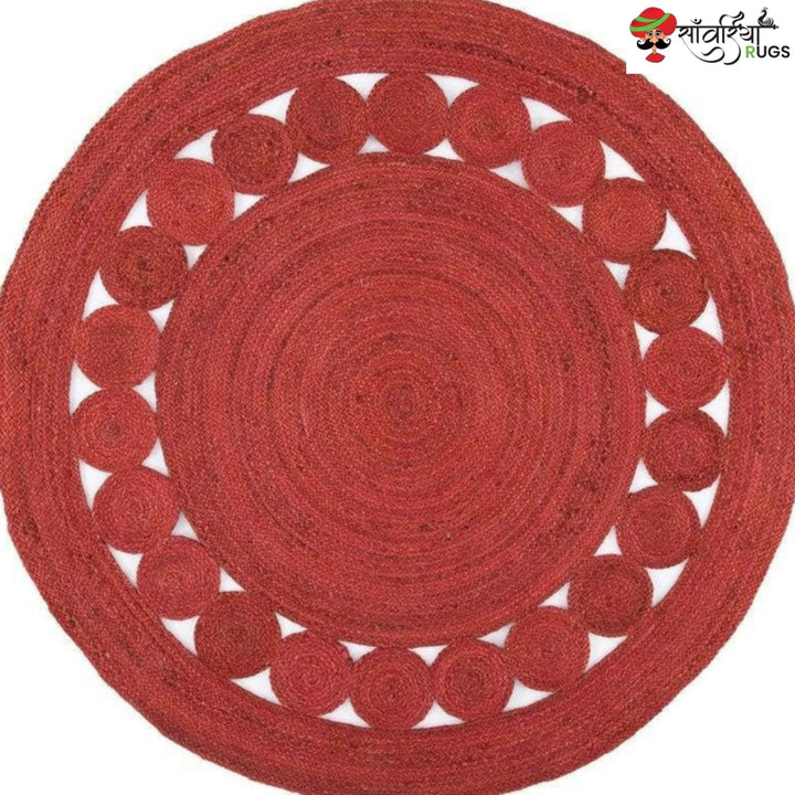Handmade Jute Braided Round Rug – Multicolor Home Décor
