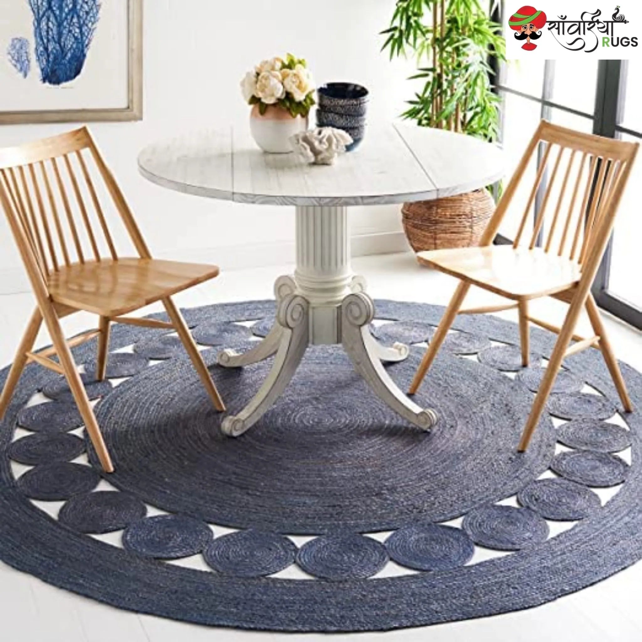 Handmade Jute Braided Round Rug – Multicolor Home Décor