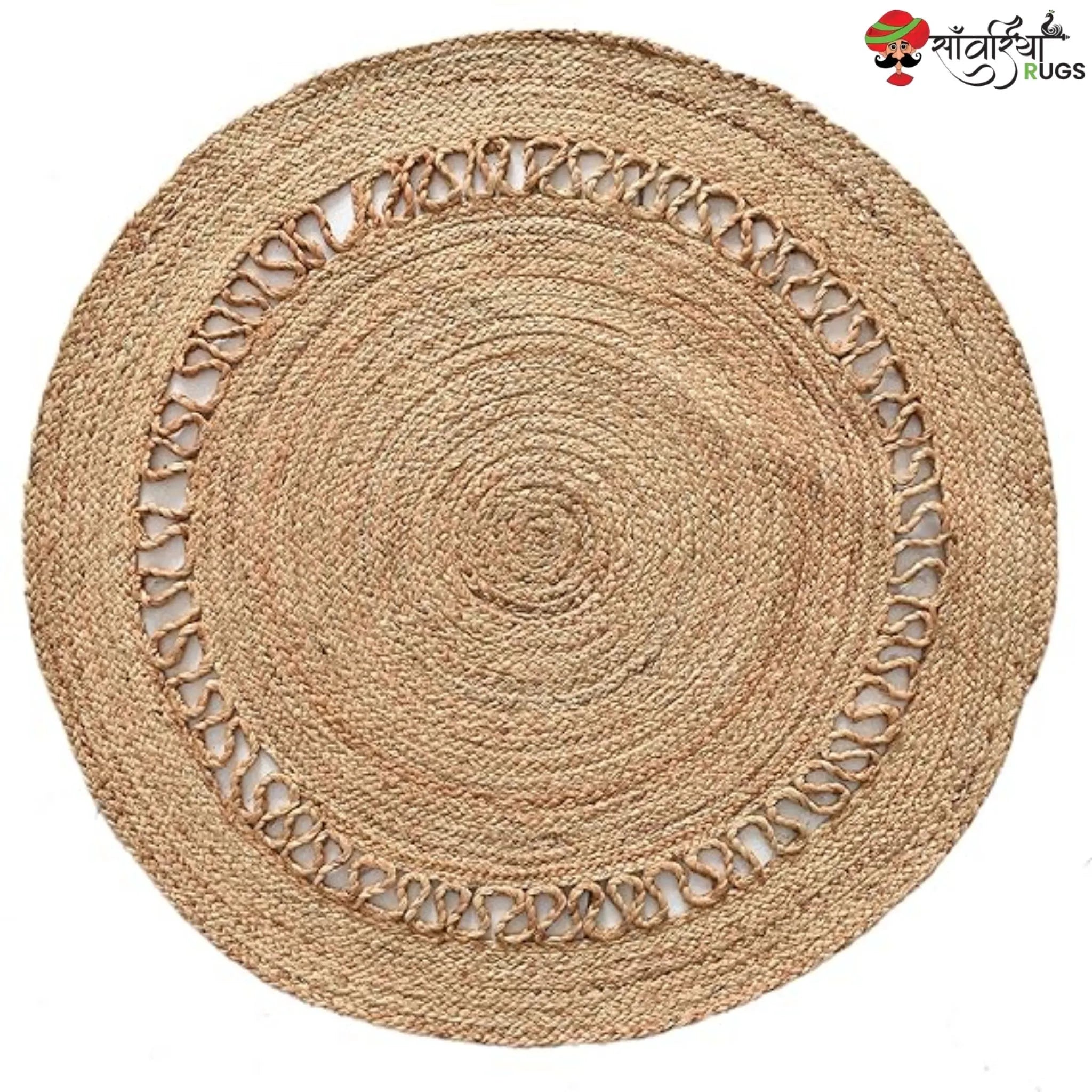 Natural Jute Round Rug – Handmade 4x4 Ft Braided Design