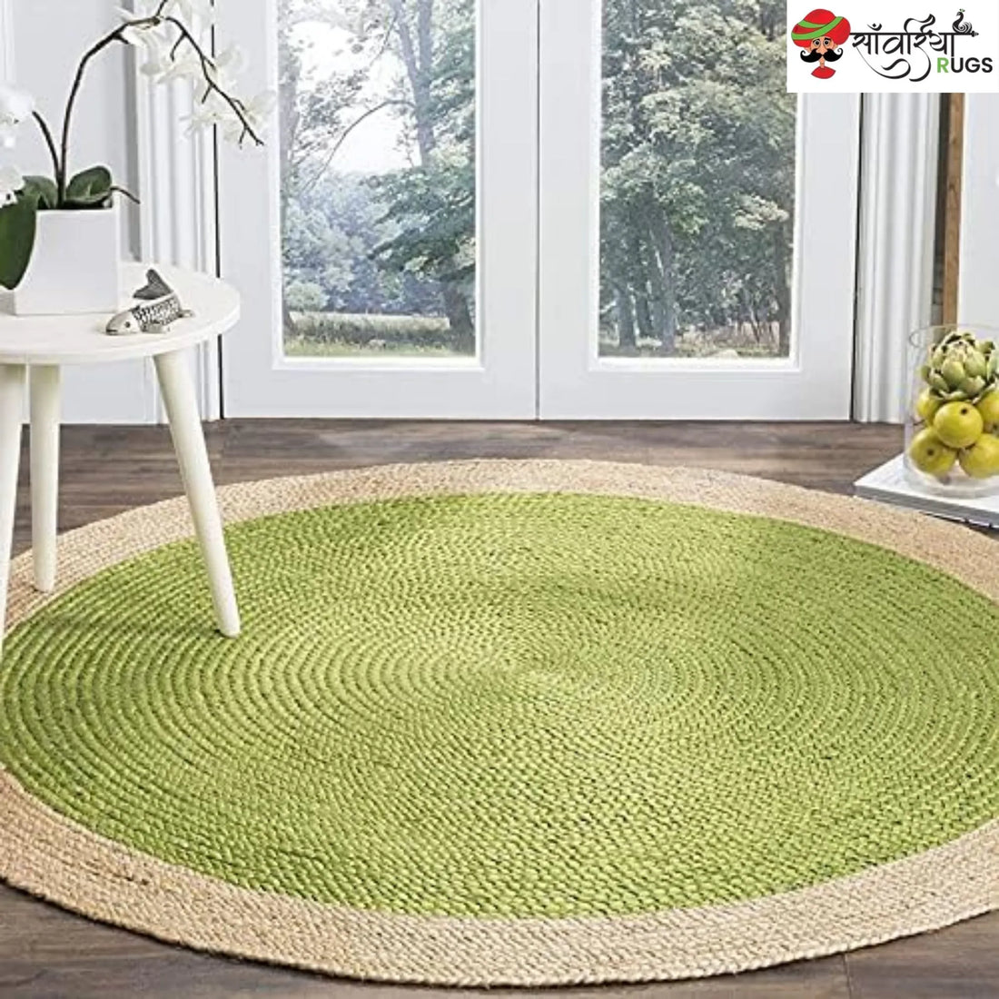 Handmade Bohemian Round Jute Rug – Multicolor Decorative Area Rug