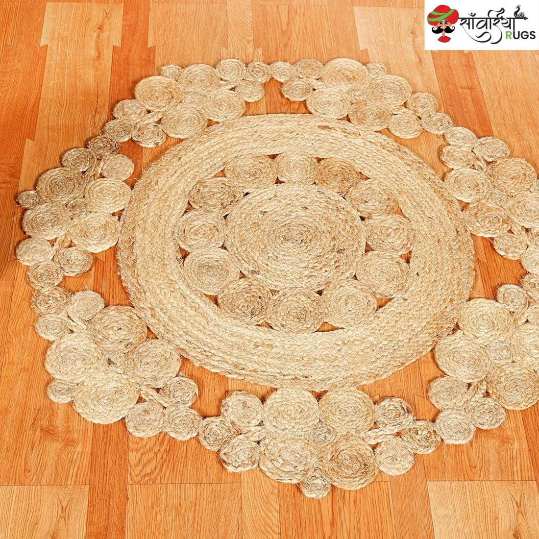 Natural Jute Floor Area Rug – Handwoven Braided Round Rug