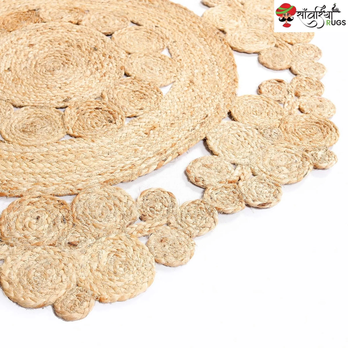 Natural Jute Round Rug – Braided Reversible Design – Sanwariya Rugs