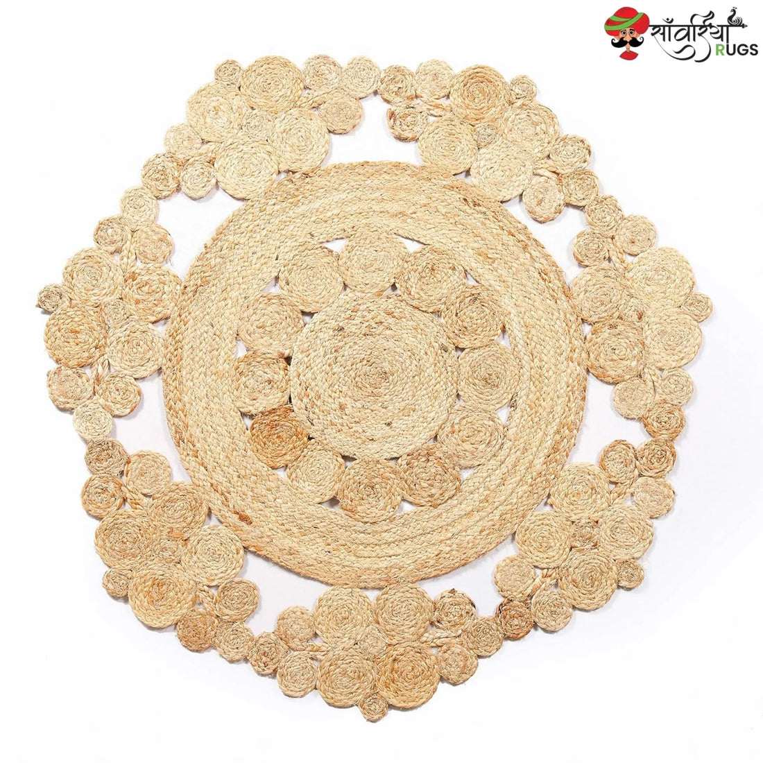 Natural Jute Floor Area Rug – Handwoven Braided Round Rug