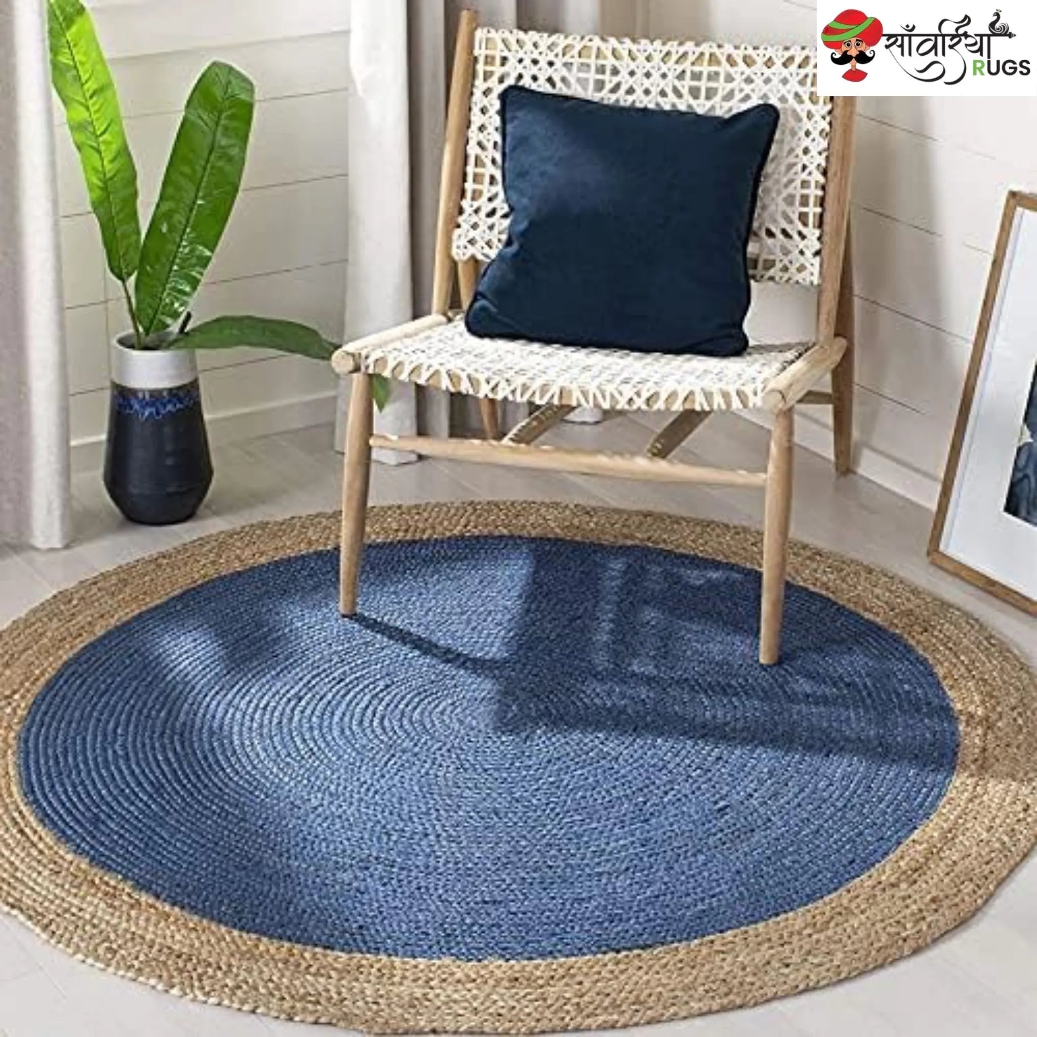Handmade Bohemian Round Jute Rug – Multicolor Decorative Area Rug