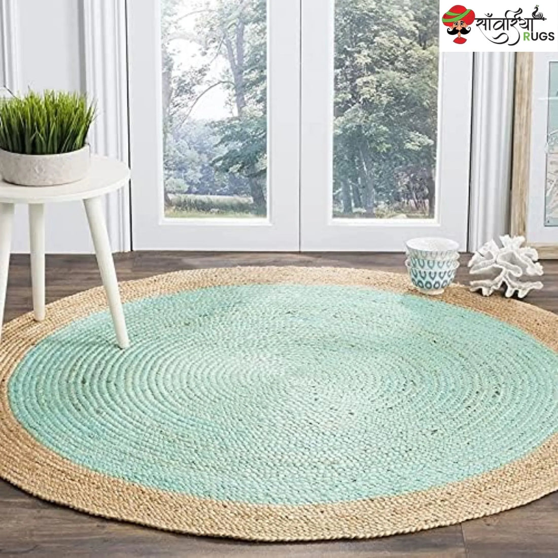 Handmade Bohemian Round Jute Rug – Multicolor Decorative Area Rug