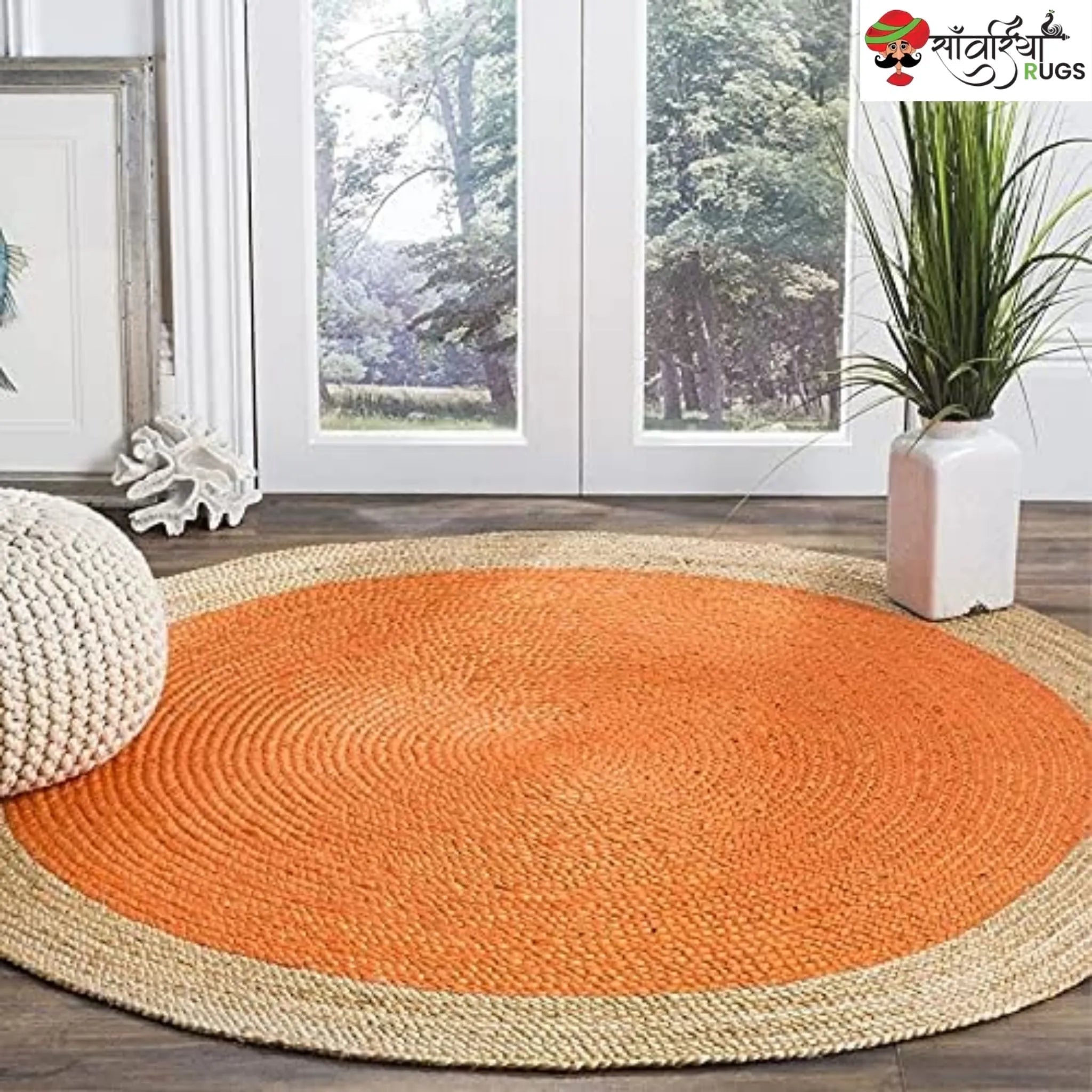 Handmade Bohemian Round Jute Rug – Multicolor Decorative Area Rug
