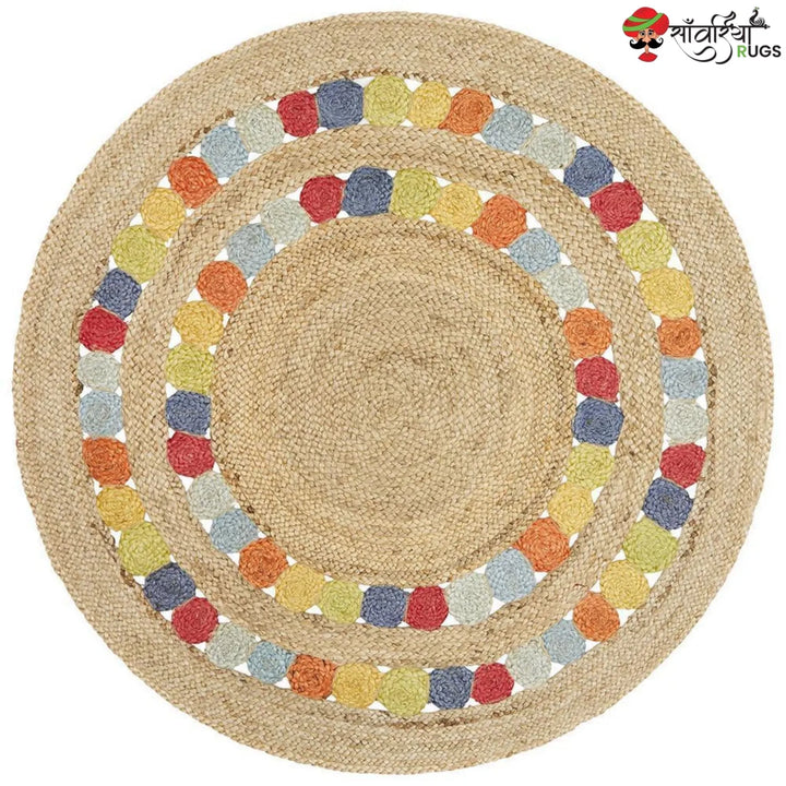Hand-Braided Jute Round Rug – Flatweave Natural Fiber Rug