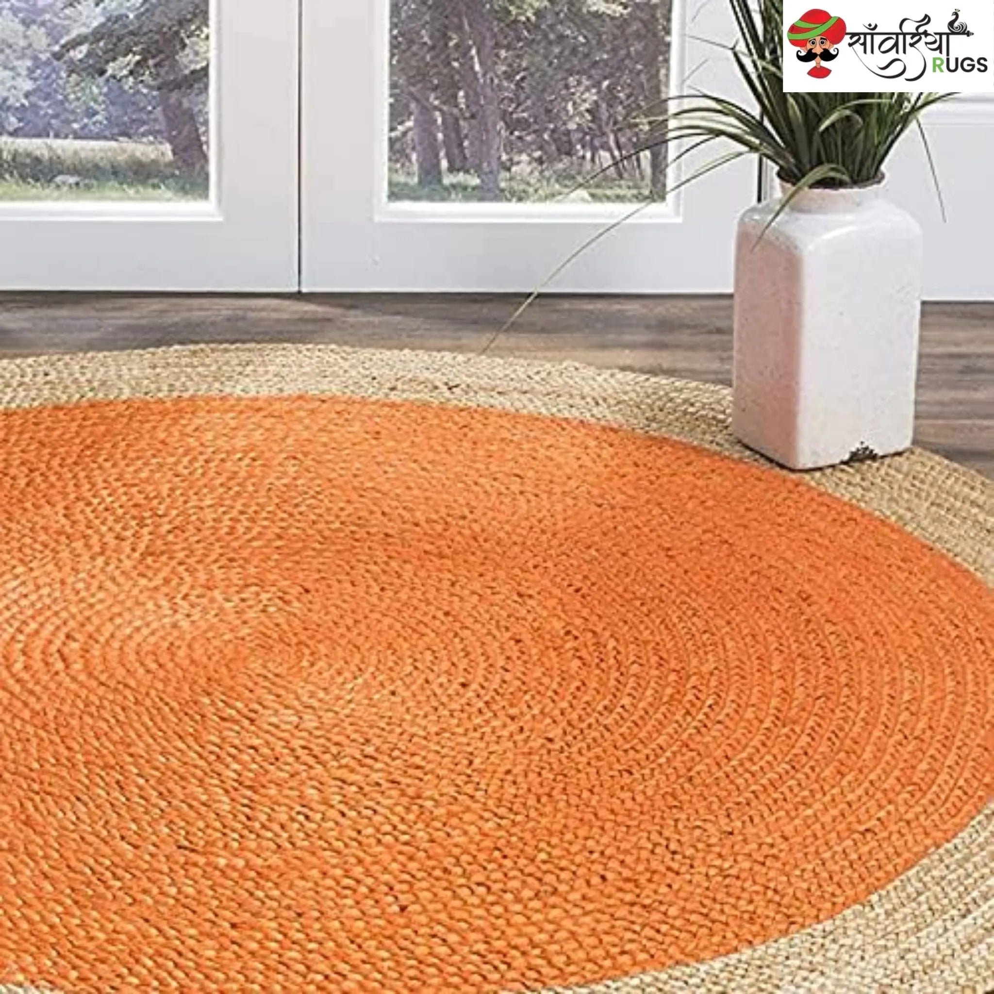 Handmade Bohemian Round Jute Rug – Multicolor Decorative Area Rug