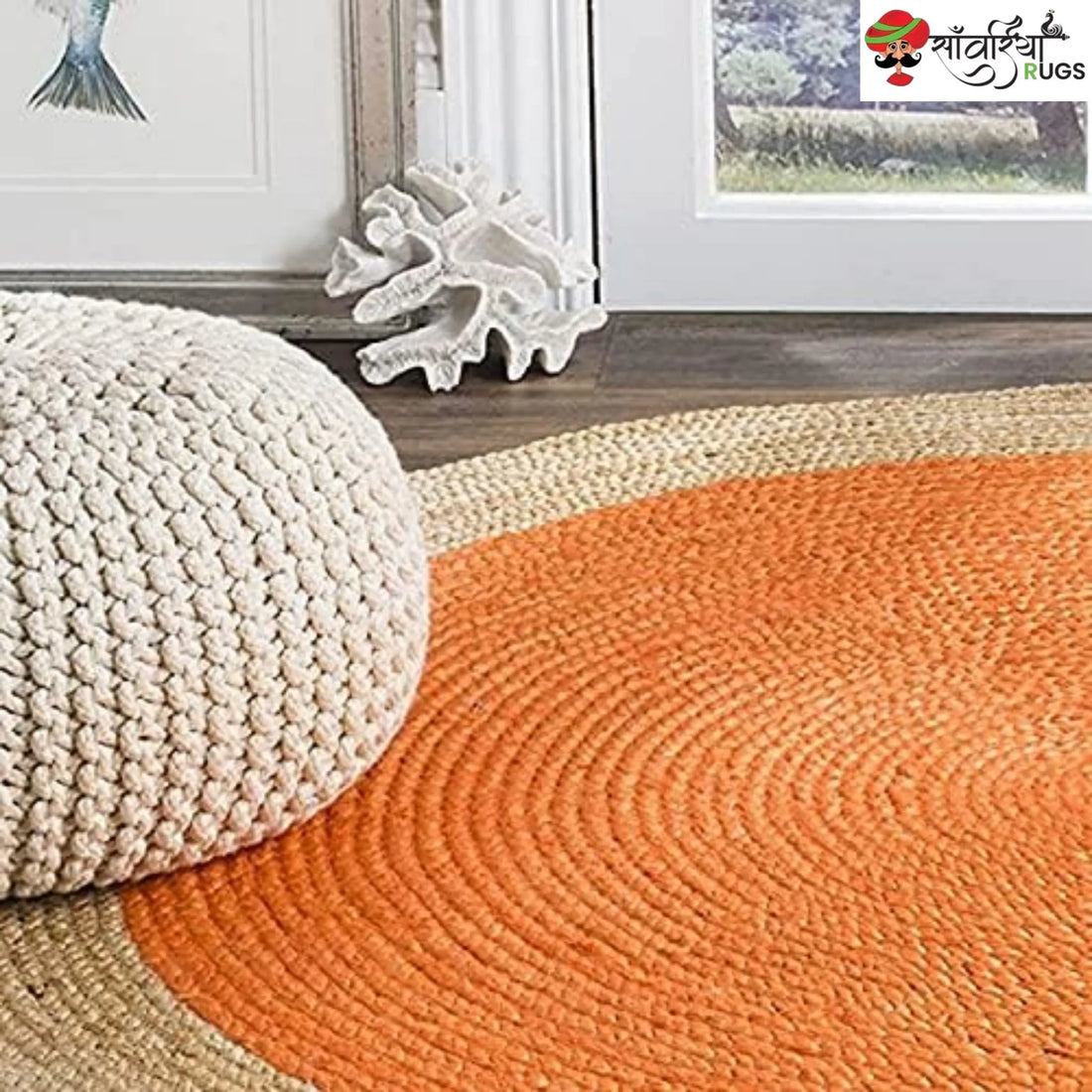 Handmade Bohemian Round Jute Rug – Multicolor Decorative Area Rug