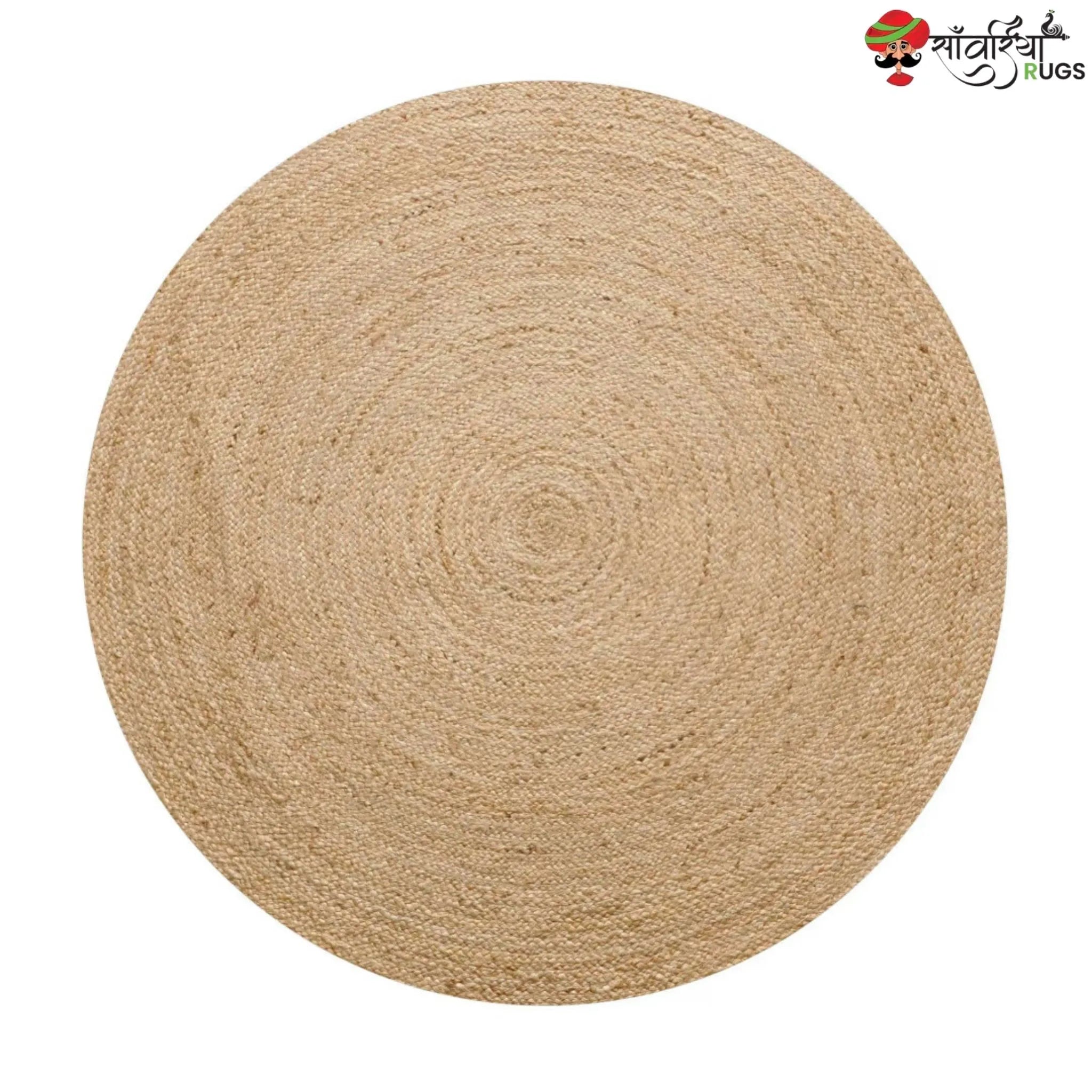 Natural Round Jute Rug – Hand Braided Fiber Design