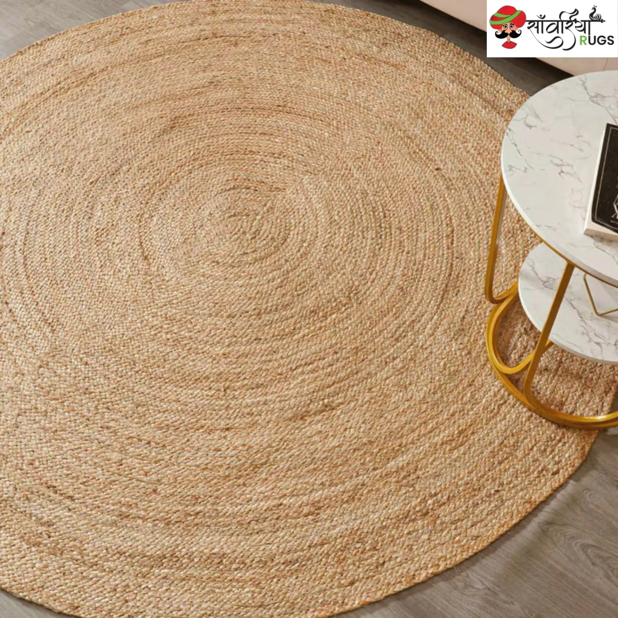 Natural Round Jute Rug – Hand Braided Fiber Design
