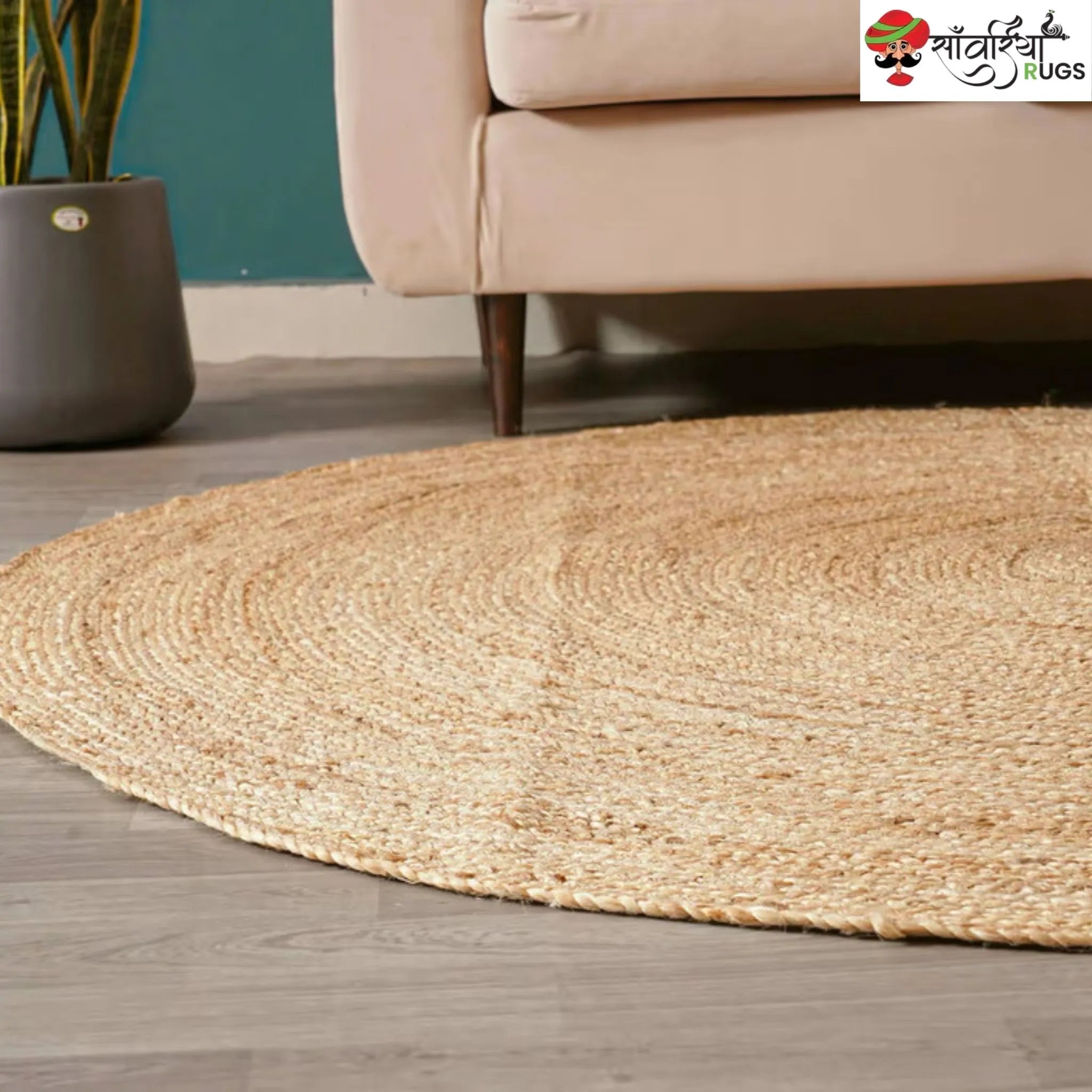 Natural Round Jute Rug – Hand Braided Fiber Design