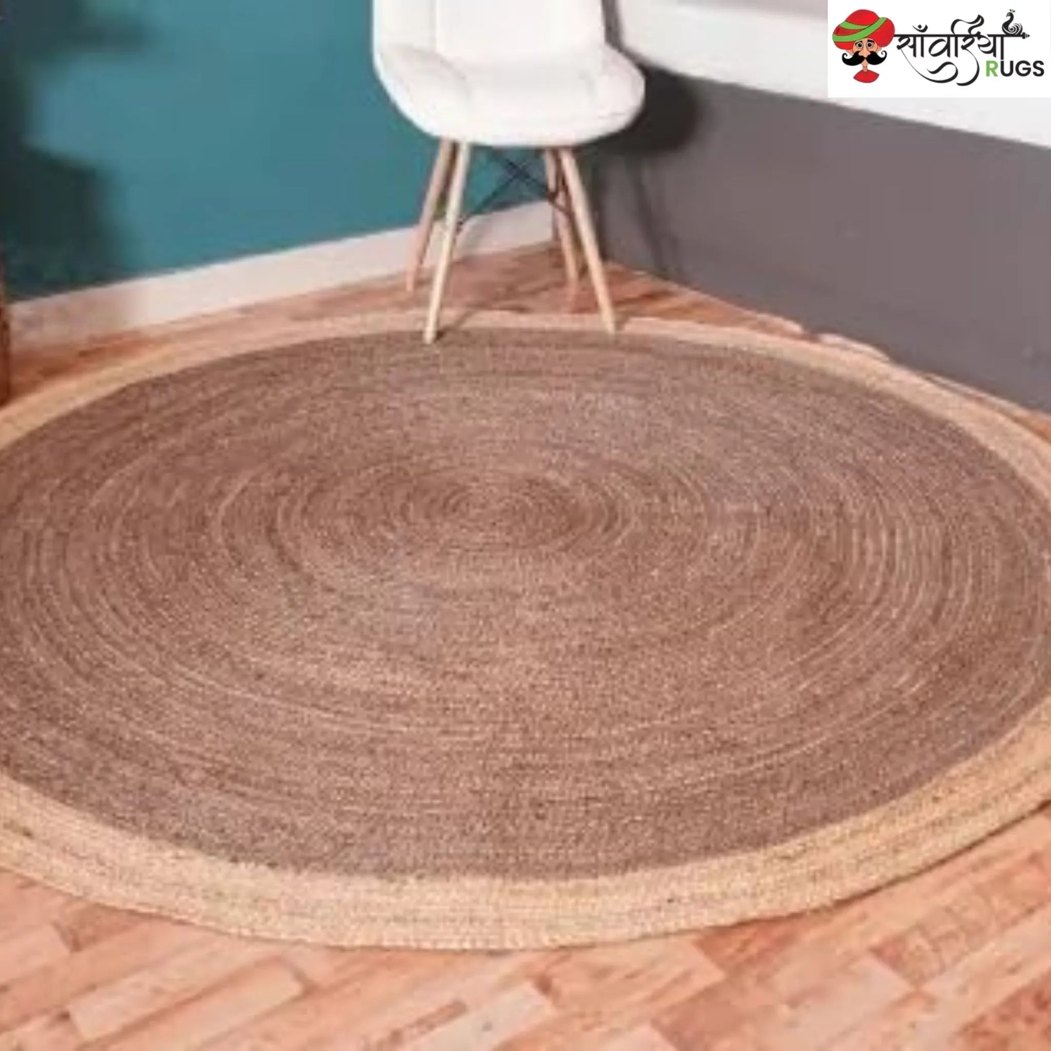 Handmade Bohemian Round Jute Rug – Multicolor Decorative Area Rug